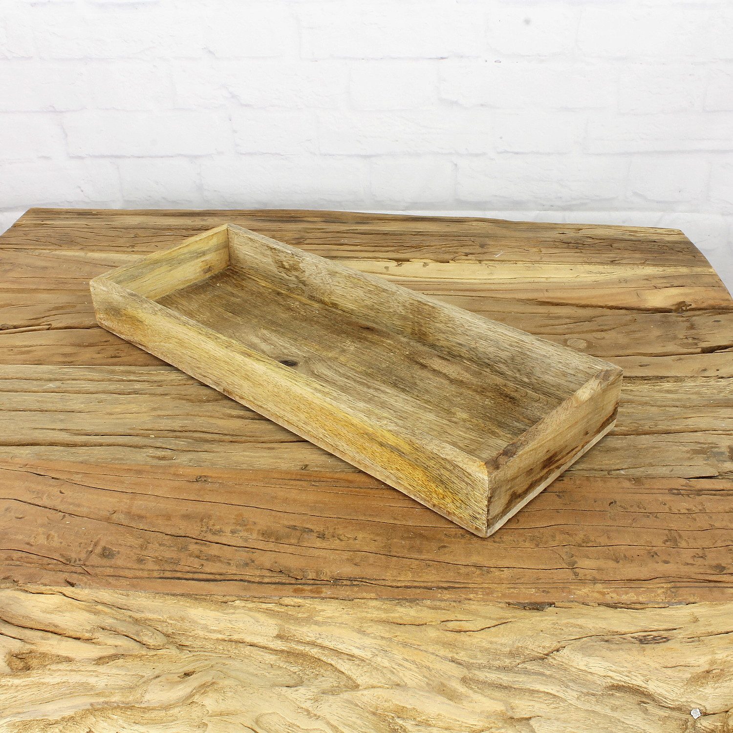 Macosa Home Dekotablett Holztablett Braun 39 cm rechteckig Tablett Tischdek günstig online kaufen