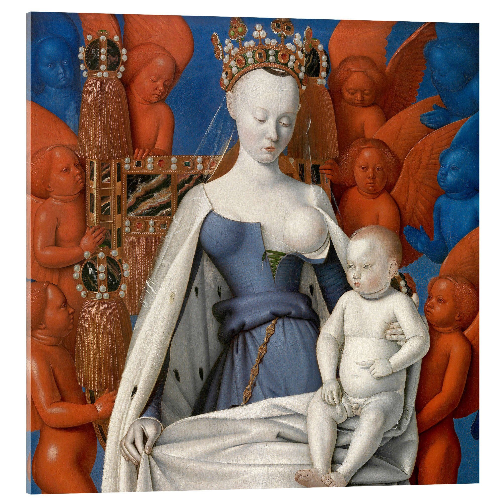 Posterlounge Wandbild Jungfrau und Kind umgeben von Engeln, Jean Fouquet, erhältlich als Poster, Leinwandbild, Wandsticker oder Acrylglasbild
