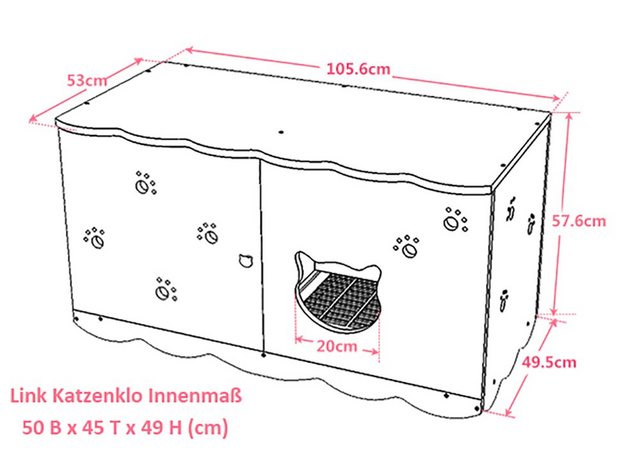 CatS Design Katzentoilette “CatS Design Katzenklo hochwertig Holz Katzentoilet”, 105,6 x 53 x 57,6 cm-hochwertig solider holz-edel Designmöbel-Extreme starke Konstruktion-katzenklo