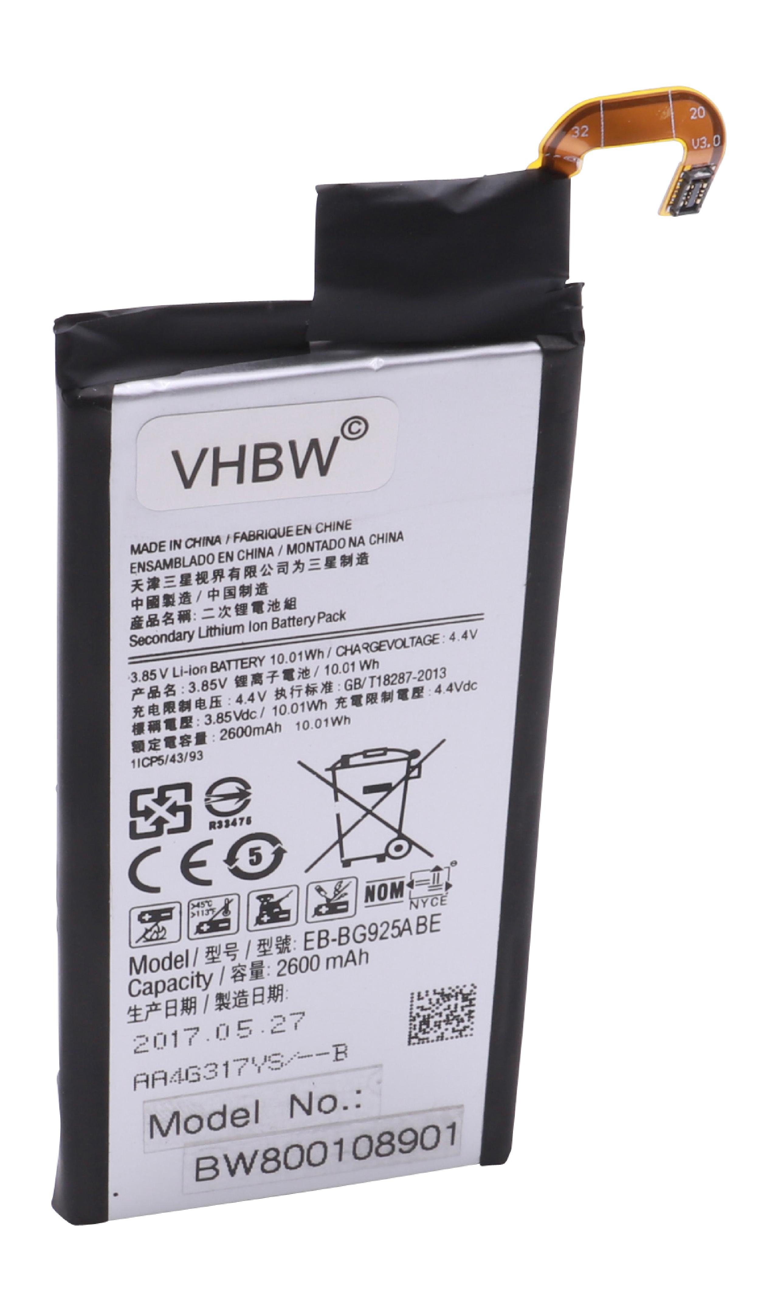 Samsung SM-G925A, Mobilfunk vhbw Smartphone-Akku passend SM-G925FQ für 3,8V, SM-G9250, (2600mAh, Li-Polymer) SM-G925F, mAh SM-G925, 2600 Galaxy