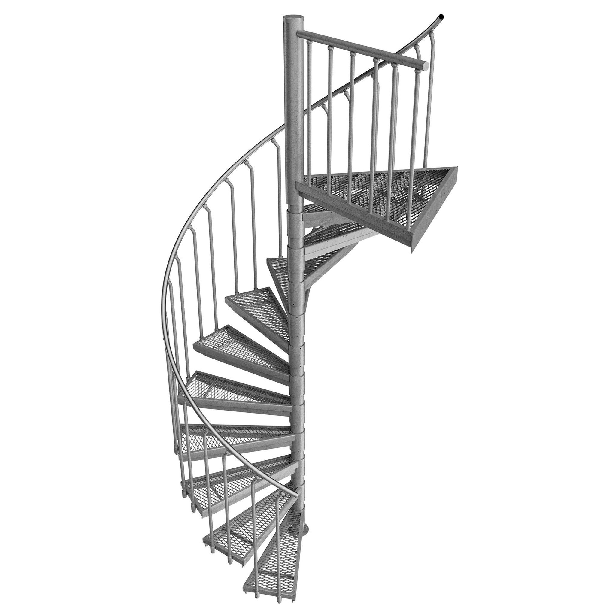 Scalant Außentreppe Spindeltreppe Scarvo M, für Geschosshöhen bis 233 cm, Stufen mit Streckgitter, Aluminium Verbindungselemente