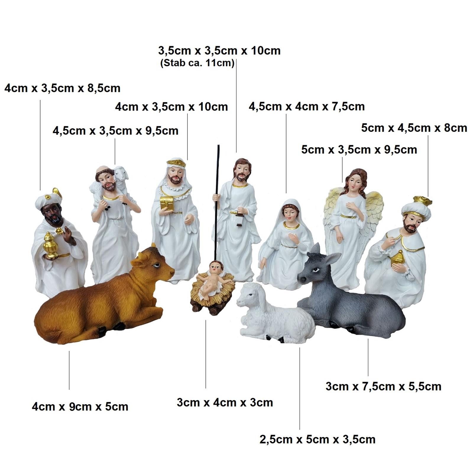Geschenkestadl Krippenfigur 11 Krippenfiguren Weihnachten in Weiß oder Bunt erhältlich (Set, 11tlg), Advent – Bild 2 von 2