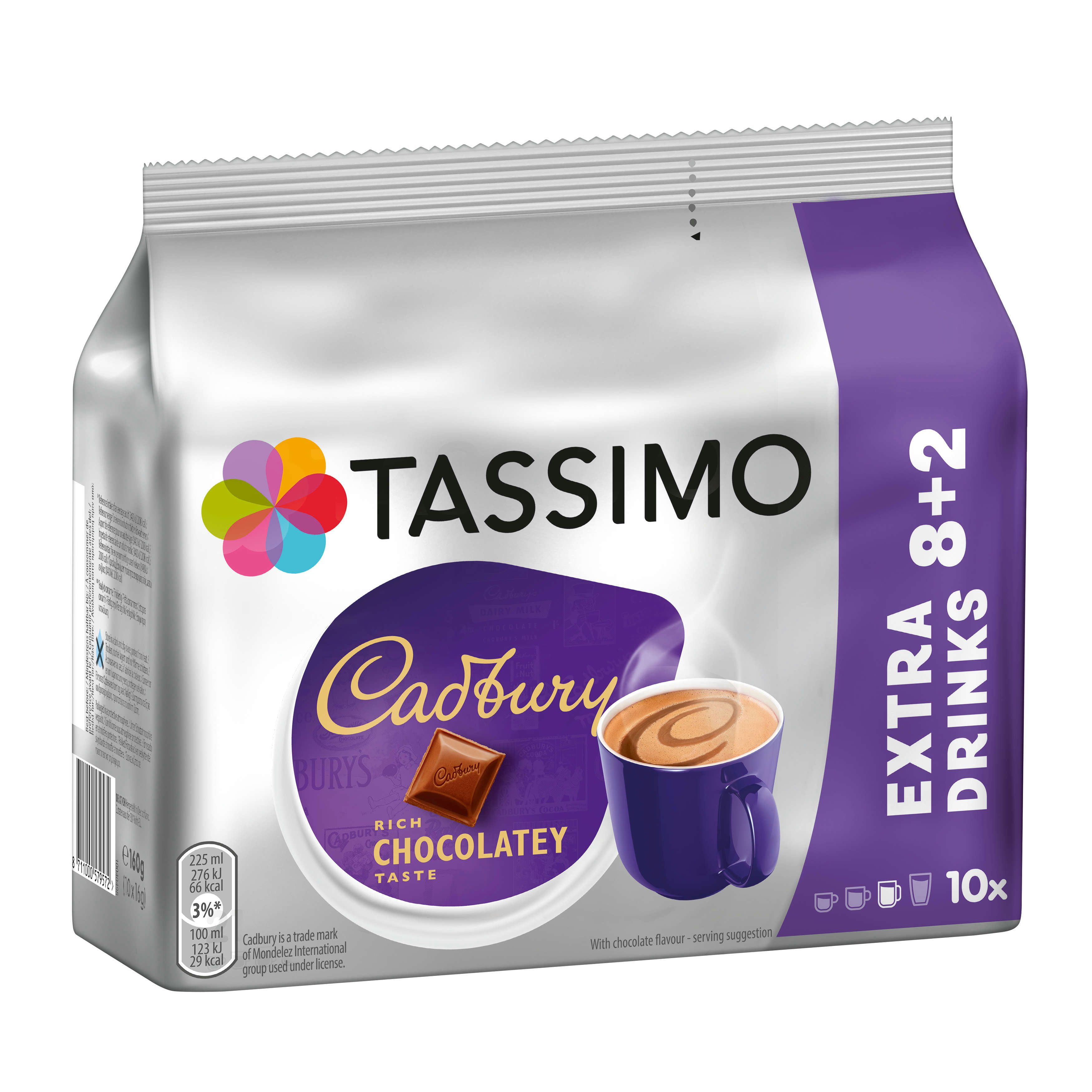TASSIMO Kaffee Kapseln Cadbury Hot Chocolate T Discs 5 x 10 Schokoladenkapseln, 800 g, (Packung, 5er Pack)