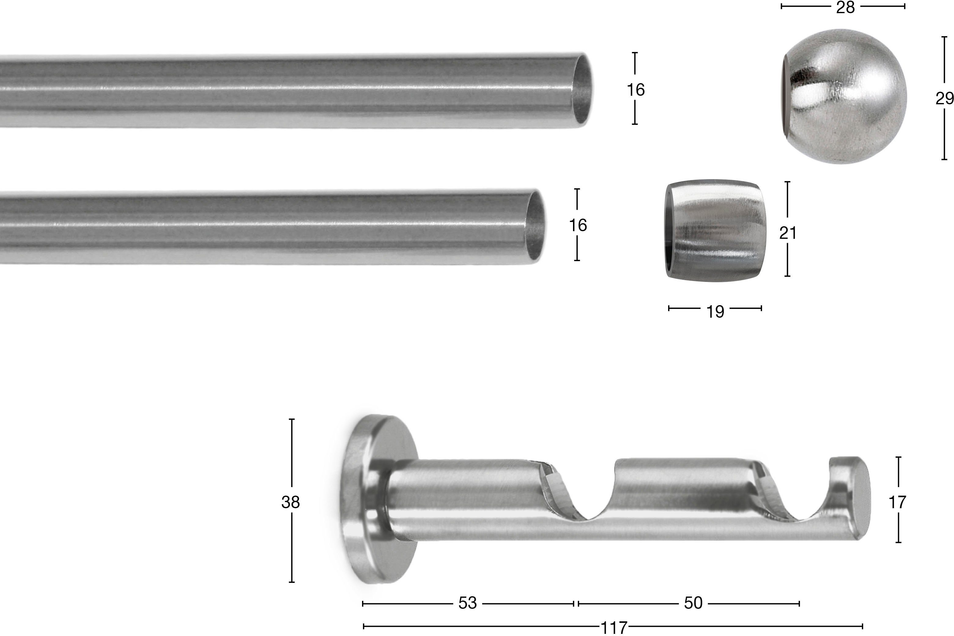 Gardinenstange »Kugel«, GARESA, Ø 16 mm, 2-läufig, Wunschmaßlänge, Vollrund ohne Ringe-HomeTrends