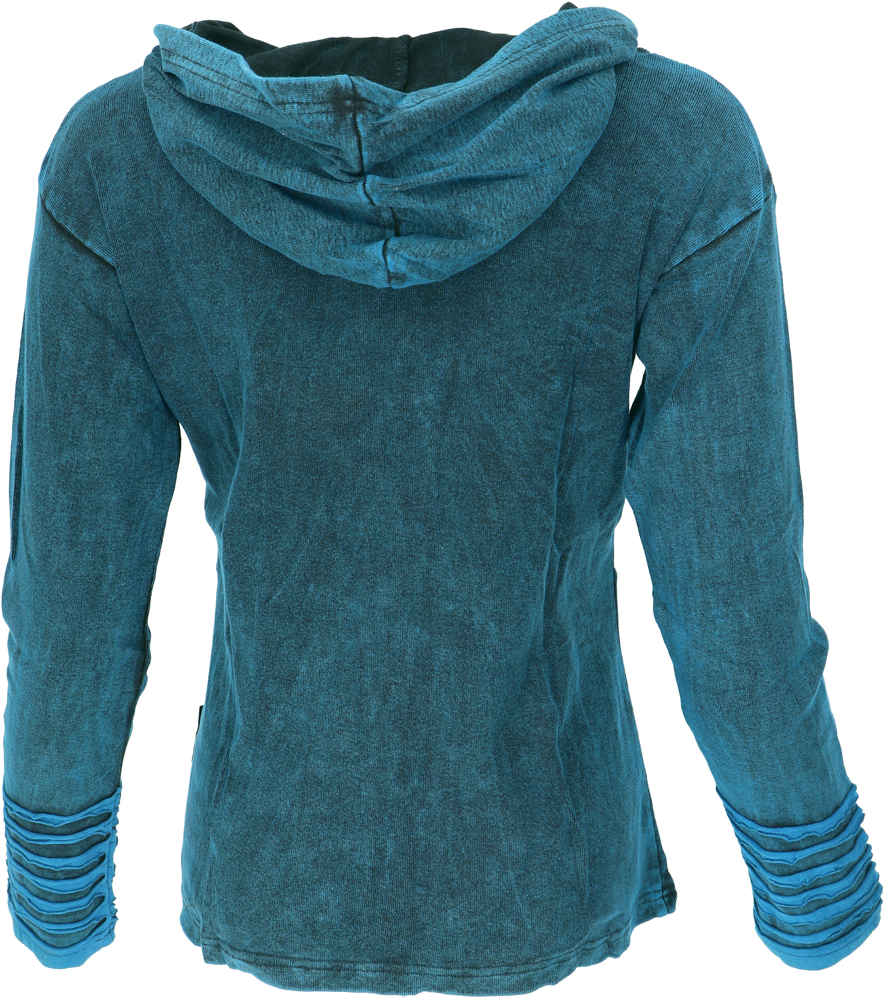 Stonewash Goa Guru-Shop Langjacke alternative Patchwork.. Bekleidung Jacke, blau Boho