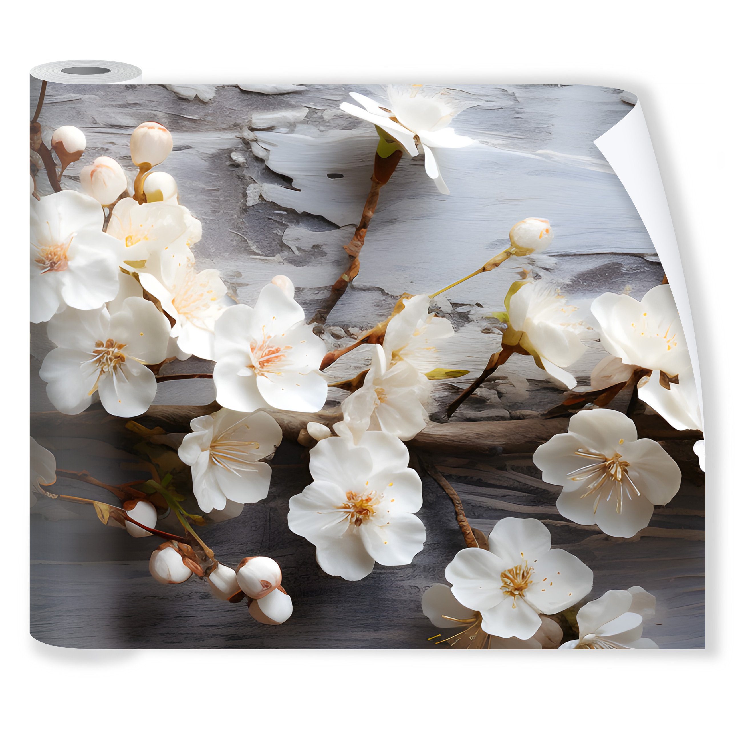 Wallarena Fototapete Küche Blumen Kirschblüten Beton Vlies Tapete Wandtapet günstig online kaufen