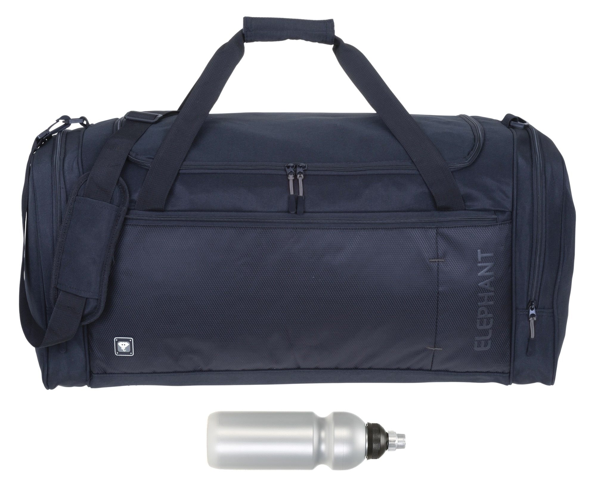 ELEPHANT Sporttasche groß Saunatasche Reisetasche XL 68 cm Herren Damen, 58 Liter Gym Tasche Fußballtasche XXL Dark 3629 + Trinkflasche