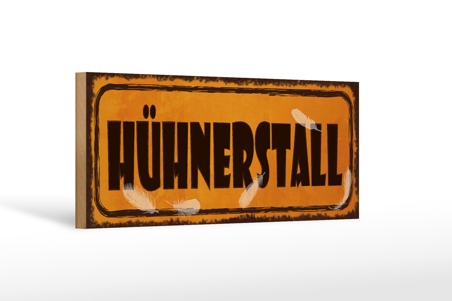 Holzbild Hinweis 27x10cm Hühnerstall