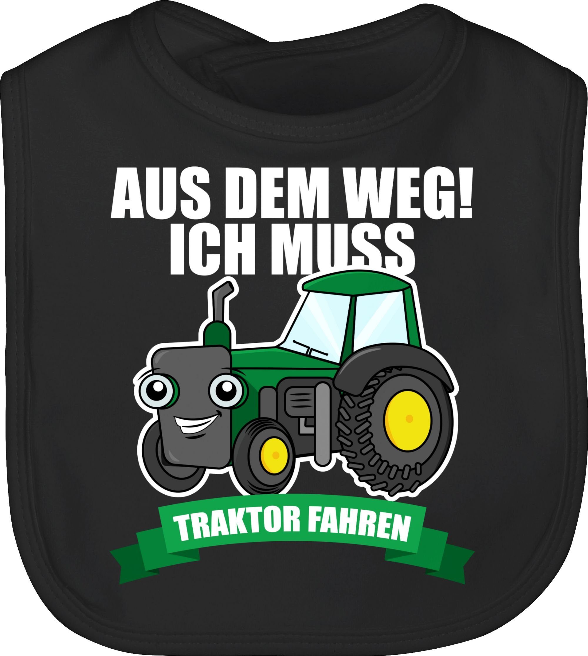 Shirtracer Lätzchen Aus dem weg ich muss Traktor fahren grün/weiß, Traktor 2 Schwarz