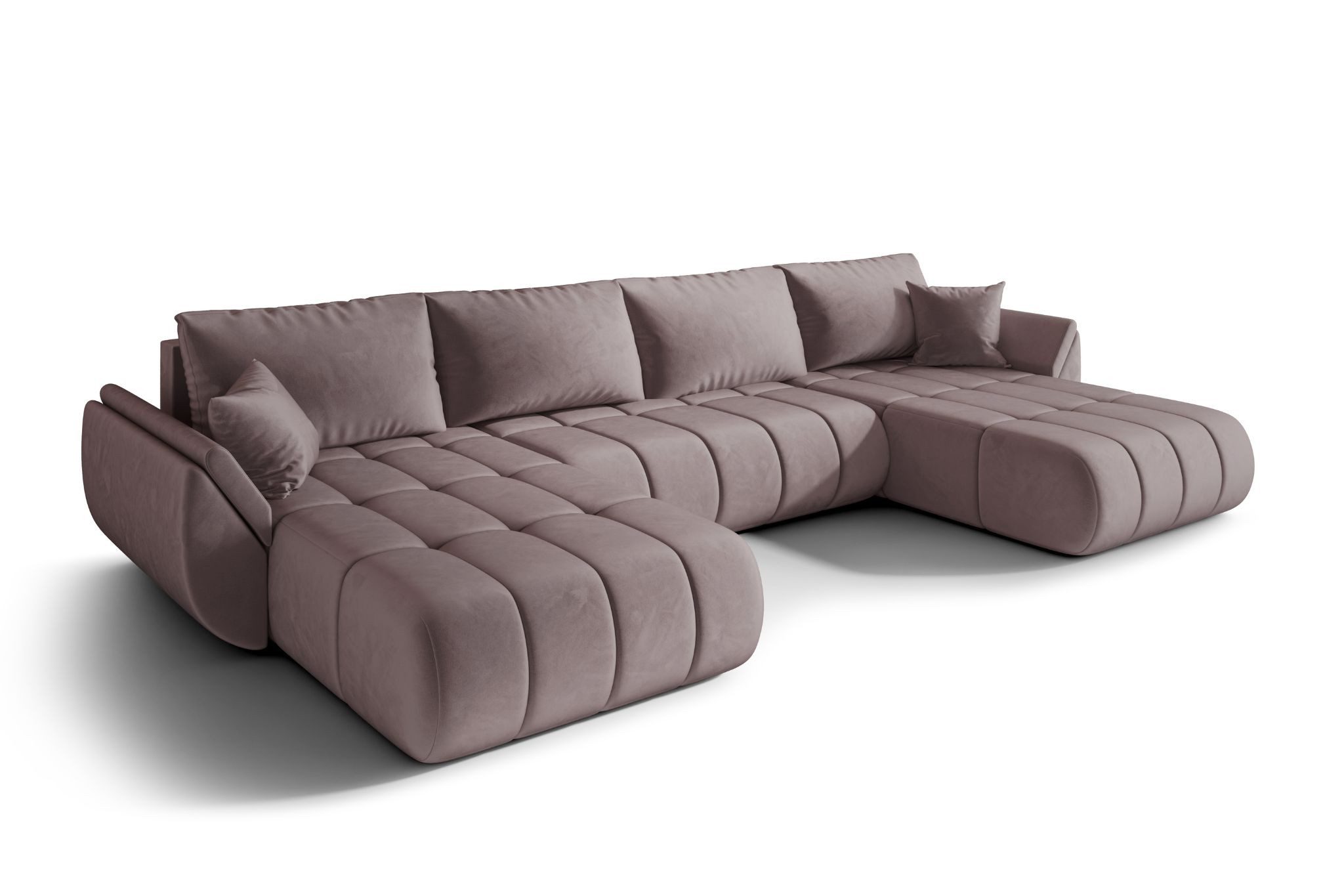 Kaiser Möbel Ecksofa TOKYO U PREMIUM im Veloursstoff Monolith,Schlaffunktion und Bettkasten, Ecksofa U-Form, U-Form,Wasserabweisender Veloursstoff Monolith