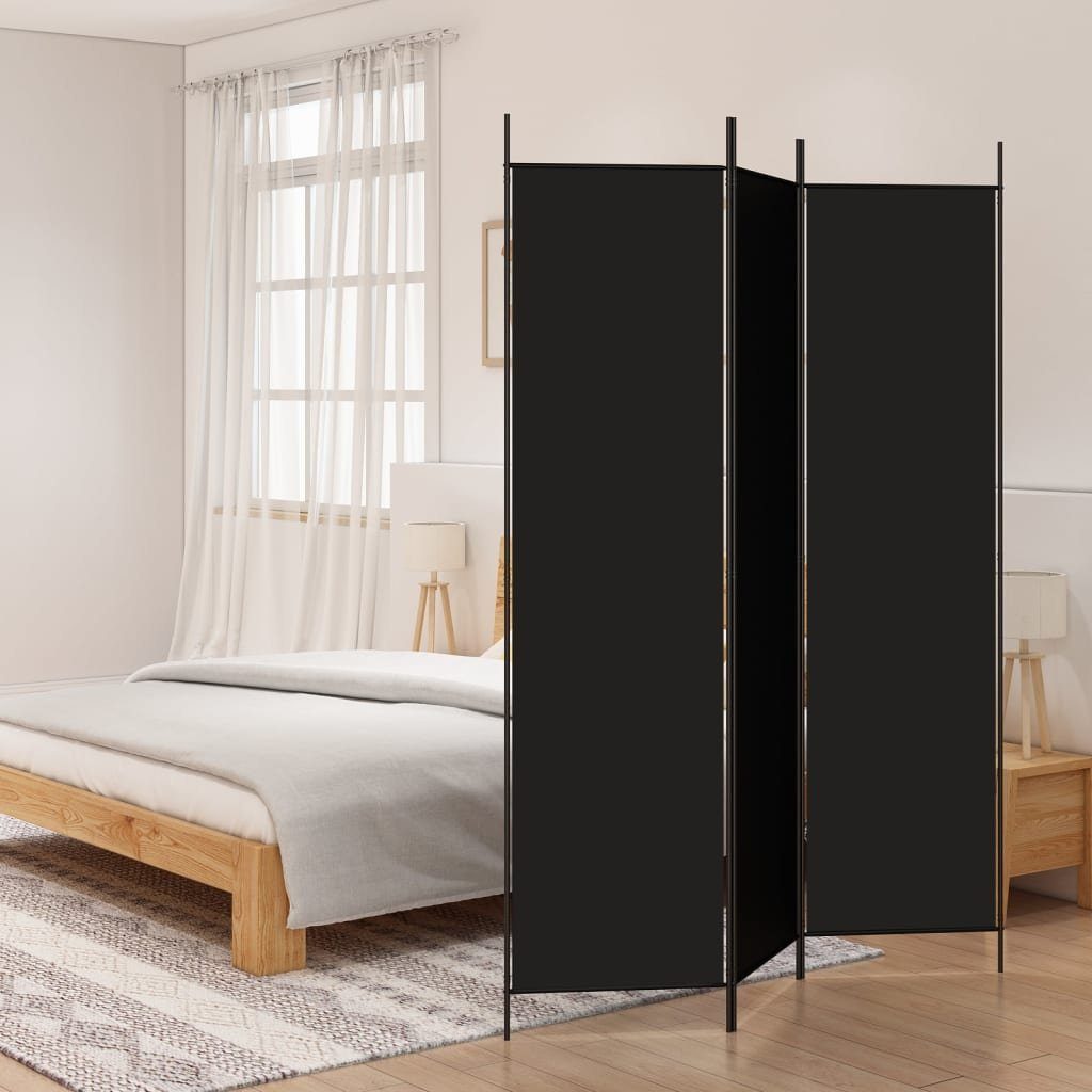 furnicato Raumteiler 3-tlg. Paravent Schwarz 150x200 günstig online kaufen