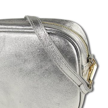 Toscanto Umhängetasche Toscanto Tasche silber metallic (Umhängetasche), Damen Umhängetasche Leder, silber metallic, Größe ca. 21cm