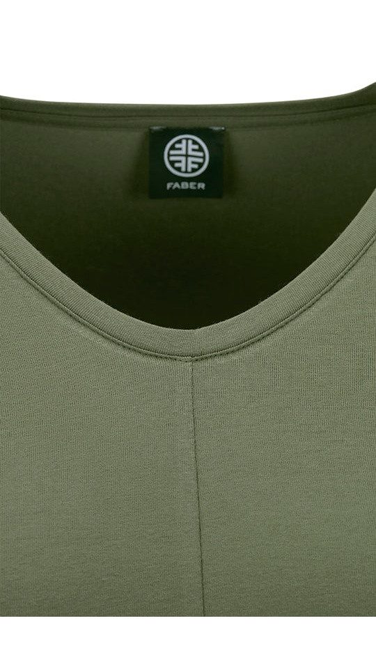Faber Kurzarmshirt V-Ausschnitt-Shirt aus Viskosestretch mit Halbarm in Khaki