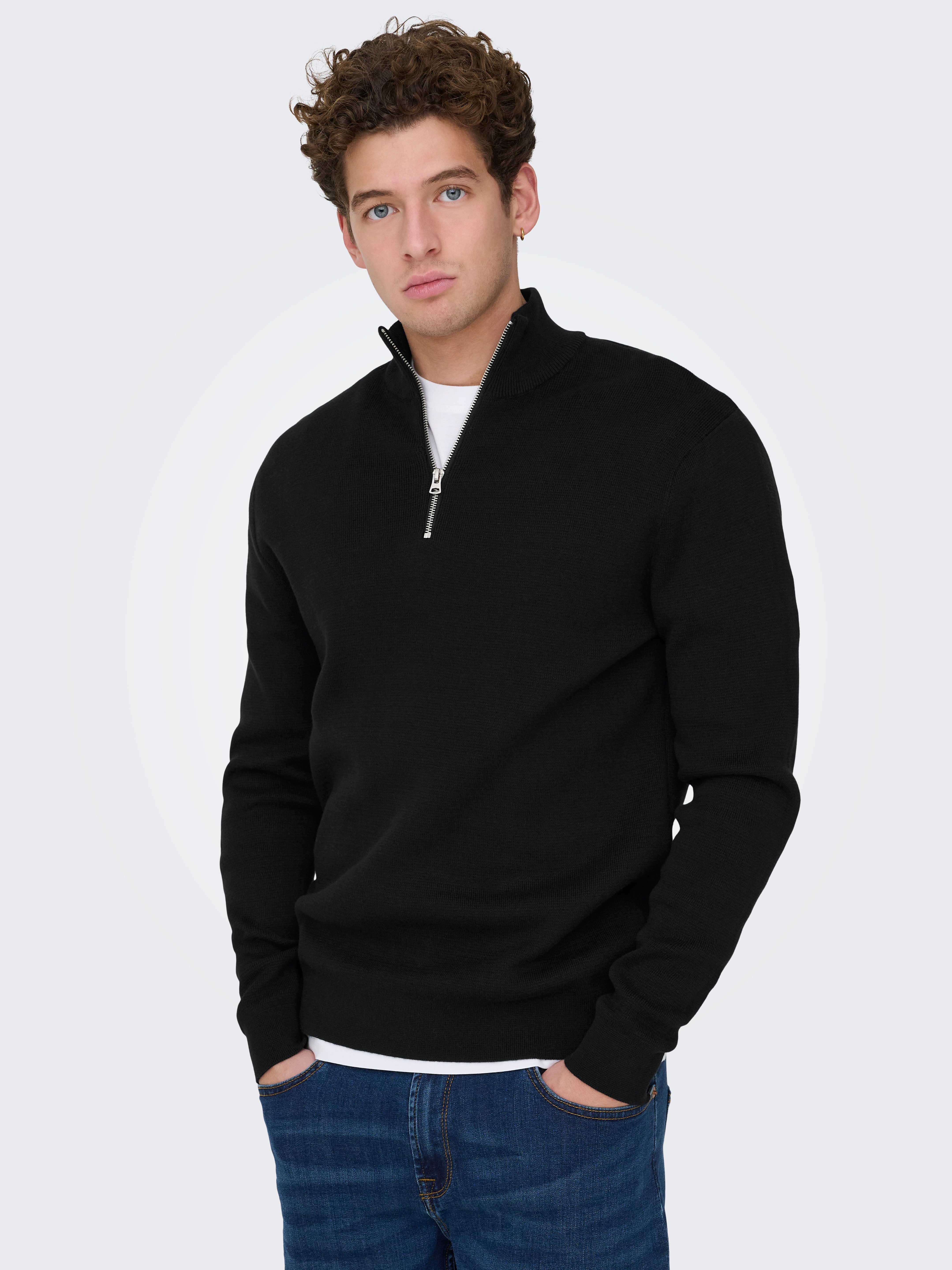 ONLY & SONS Troyer ONSTING LIFE REG HALF ZIP KNIT NOOS Baumwolle, regular fit