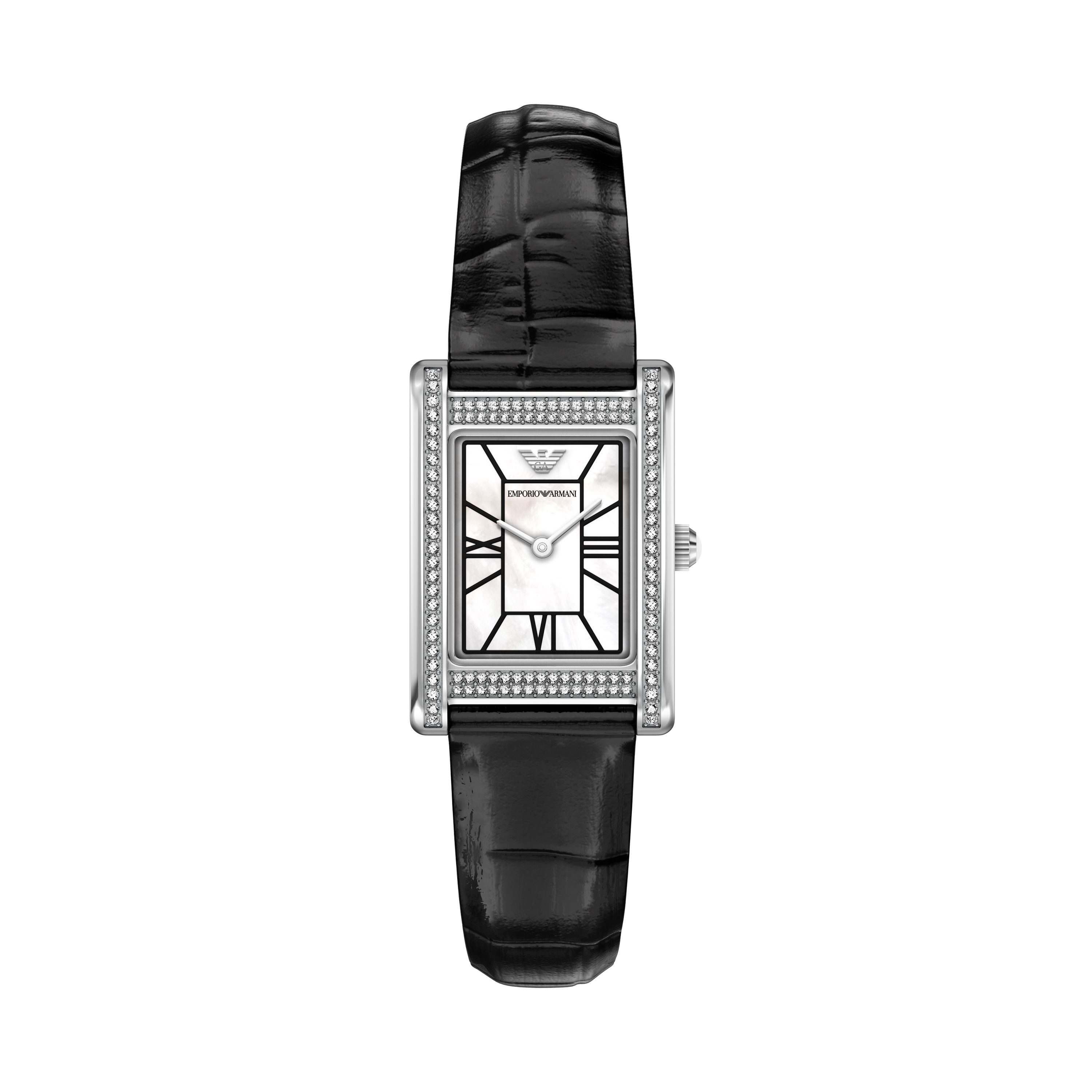 Emporio Armani Quarzuhr AR11803, Armbanduhr, Lederarmband, analog, Glassteine