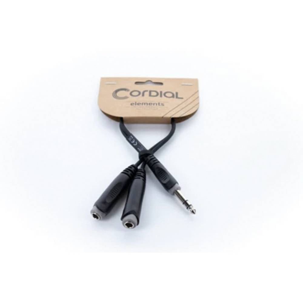 Cordial Y-Adapter Connector 1: Plug 6.3 stereo black/2x Jack Socket 14882 Audio- & Video-Kabel, PVC-Mantel, Zwillingsleitung