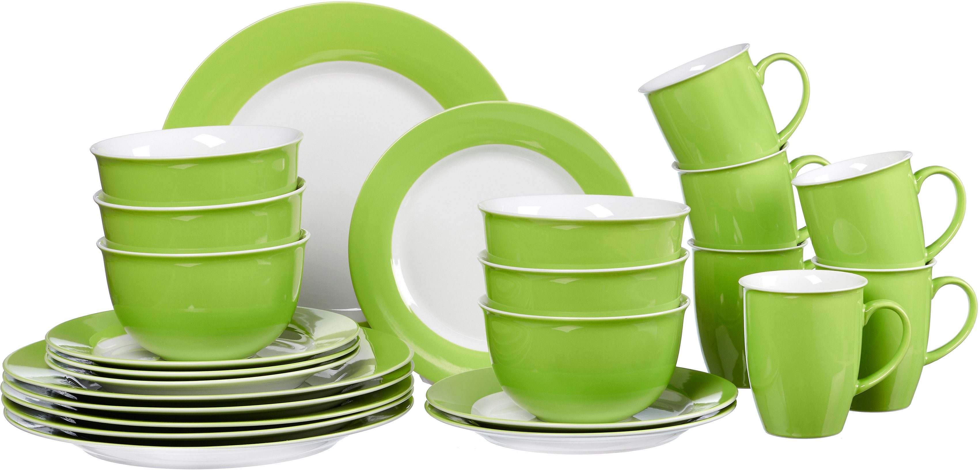 Ritzenhoff & Breker Комбинированное обслуживание Geschirr-Set, Service Doppio (24-tlg), 6 Personen, Porzellan, in attraktiven Farbvarianten, 24 Teile, für 6 Personen