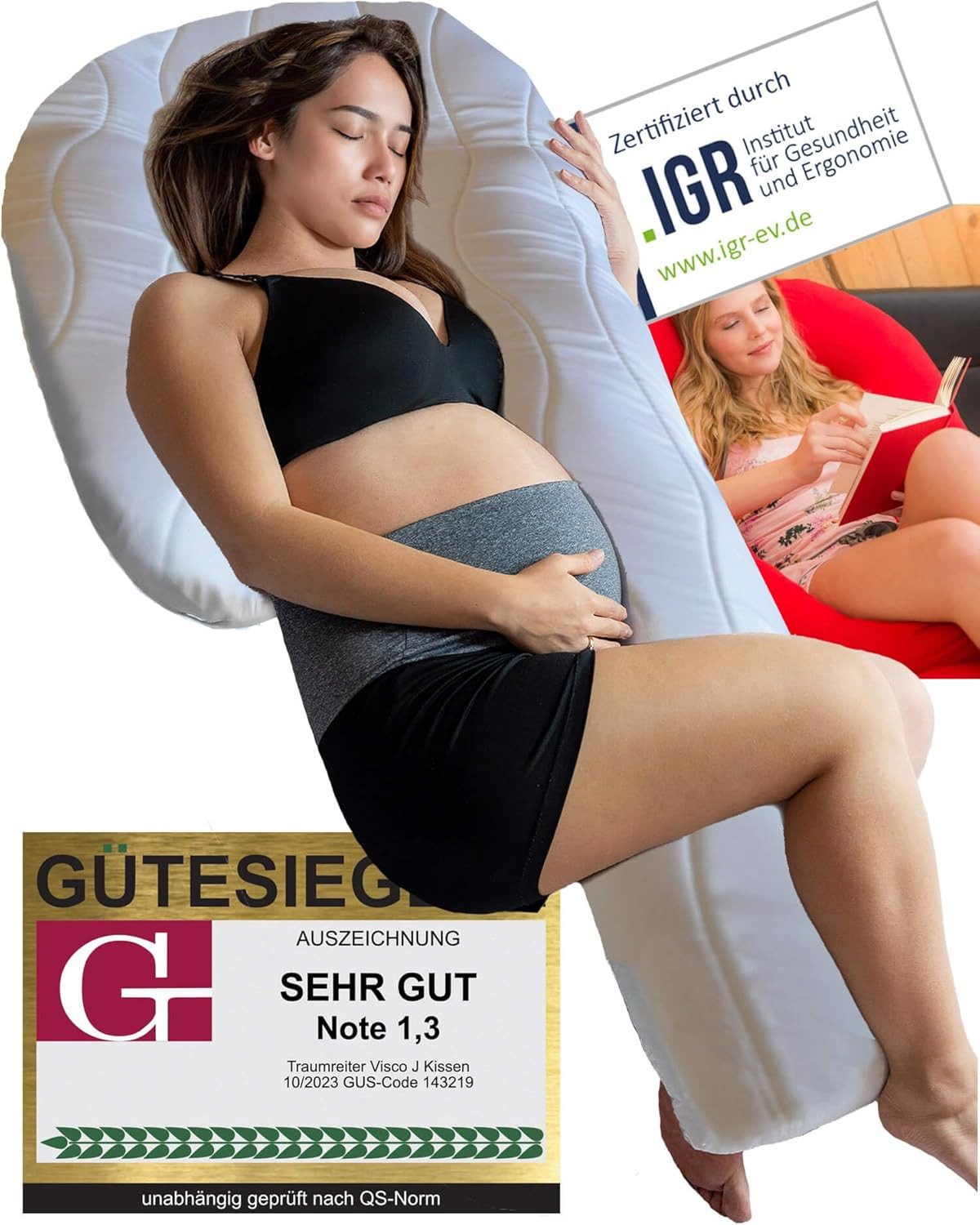 Traumreiter Seitenschläferkissen J Visco Seitenschläferkissen mit Memory Foam Support