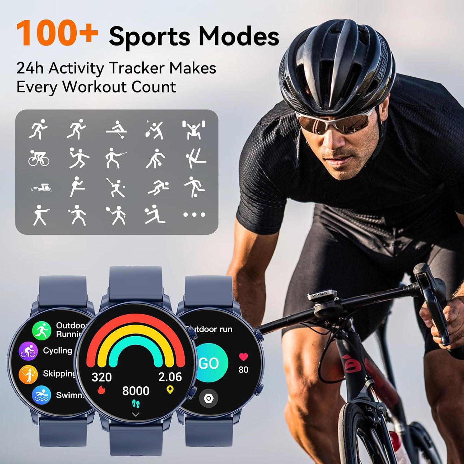 Hwagol Smartwatch (3,5 cm, android ios), Smartwatch mit 1.38" HD Display, Bluetooth Anrufen