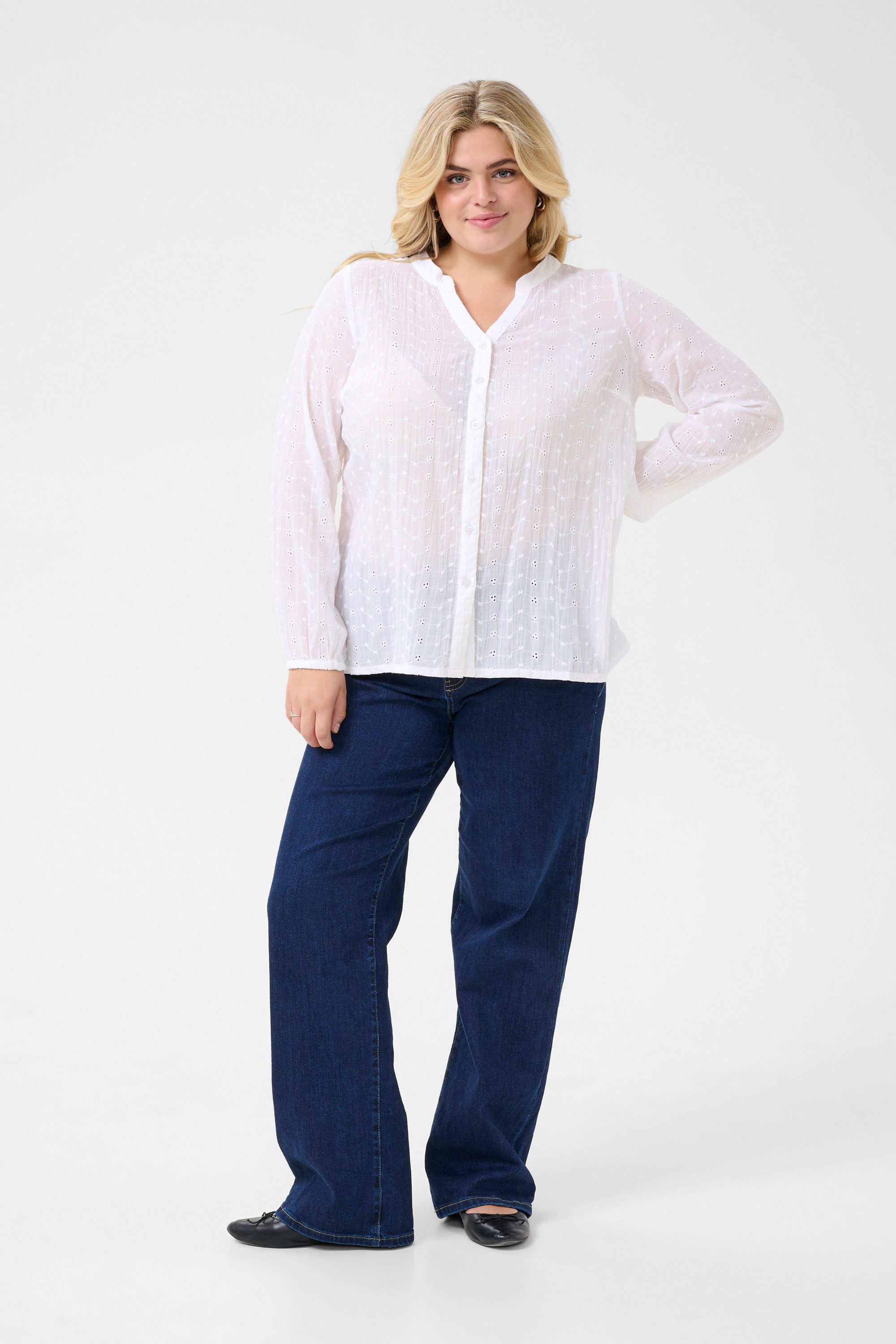 KAFFE Curve Langarmhemd Langarm - Hemd KCmaia Große Größen