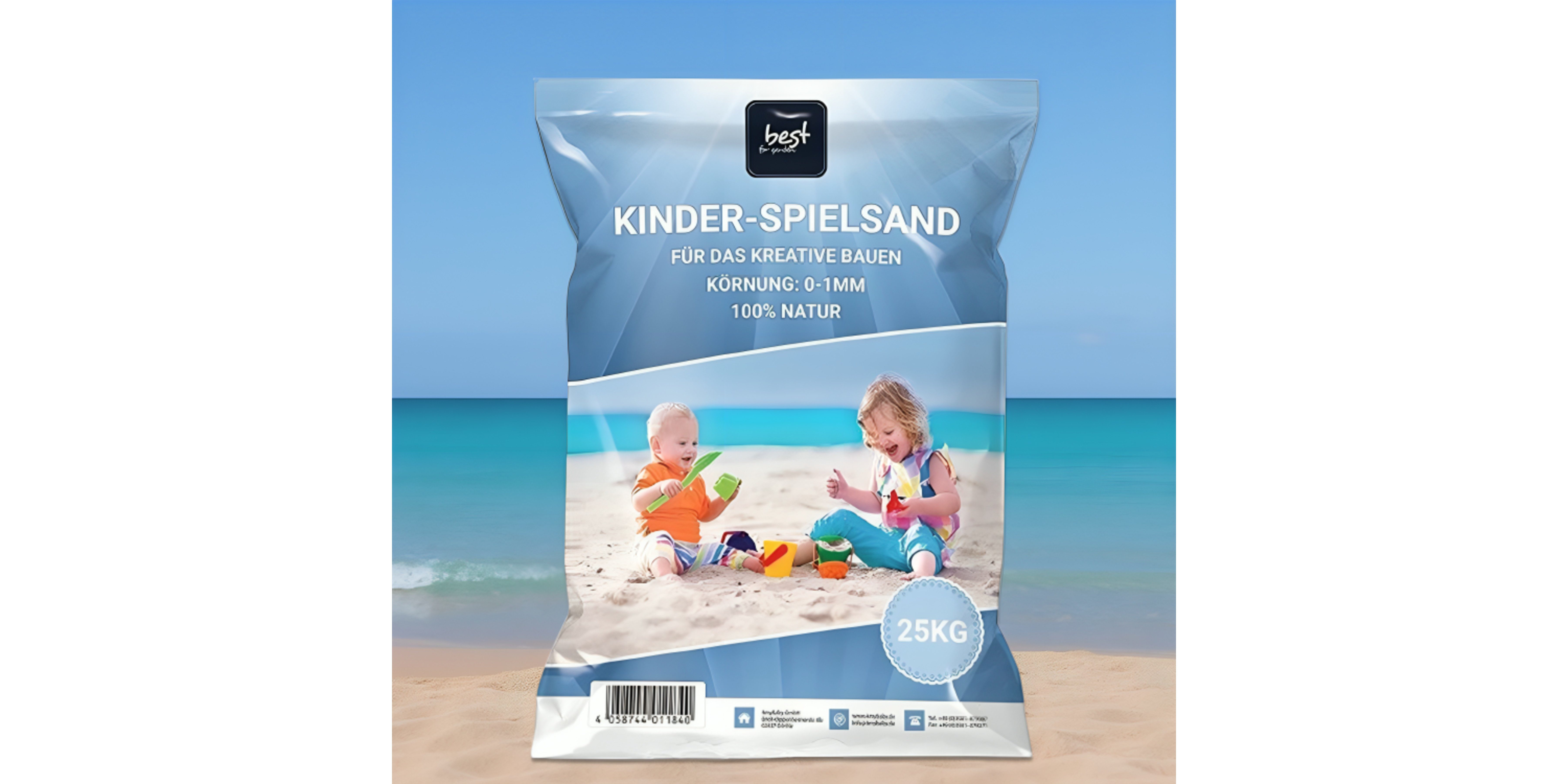 Best for Garden Spielsand 25 kg Spielsand – Feiner Quarzsand für sicheren Spielspaß (25kg Packung), Quarzsand für Sandkasten Dekosand