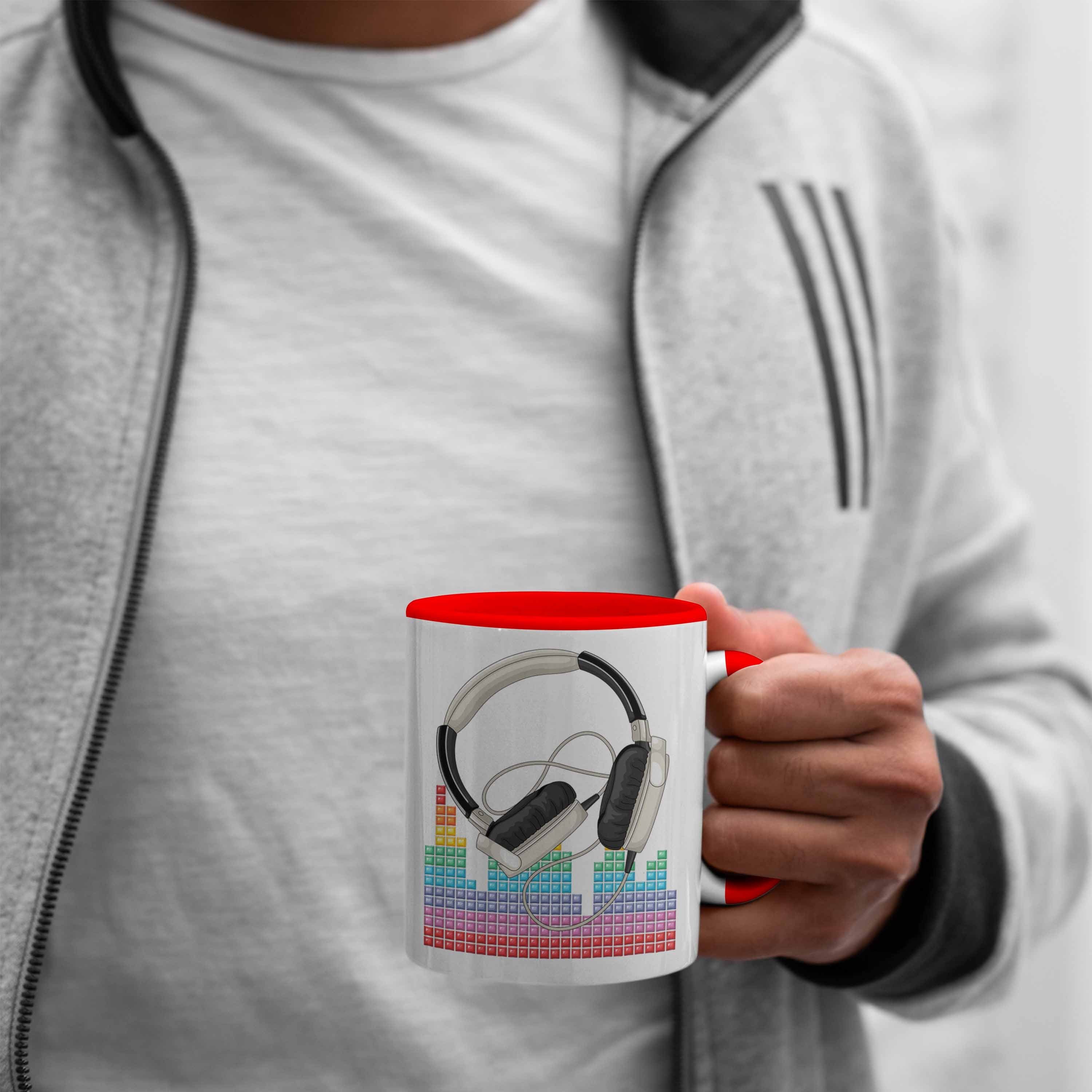 DJ Tasse DJ Geschenkidee Geschenk Trendation Kaffee-Becher Tasse Rot für Mischpult Grafik