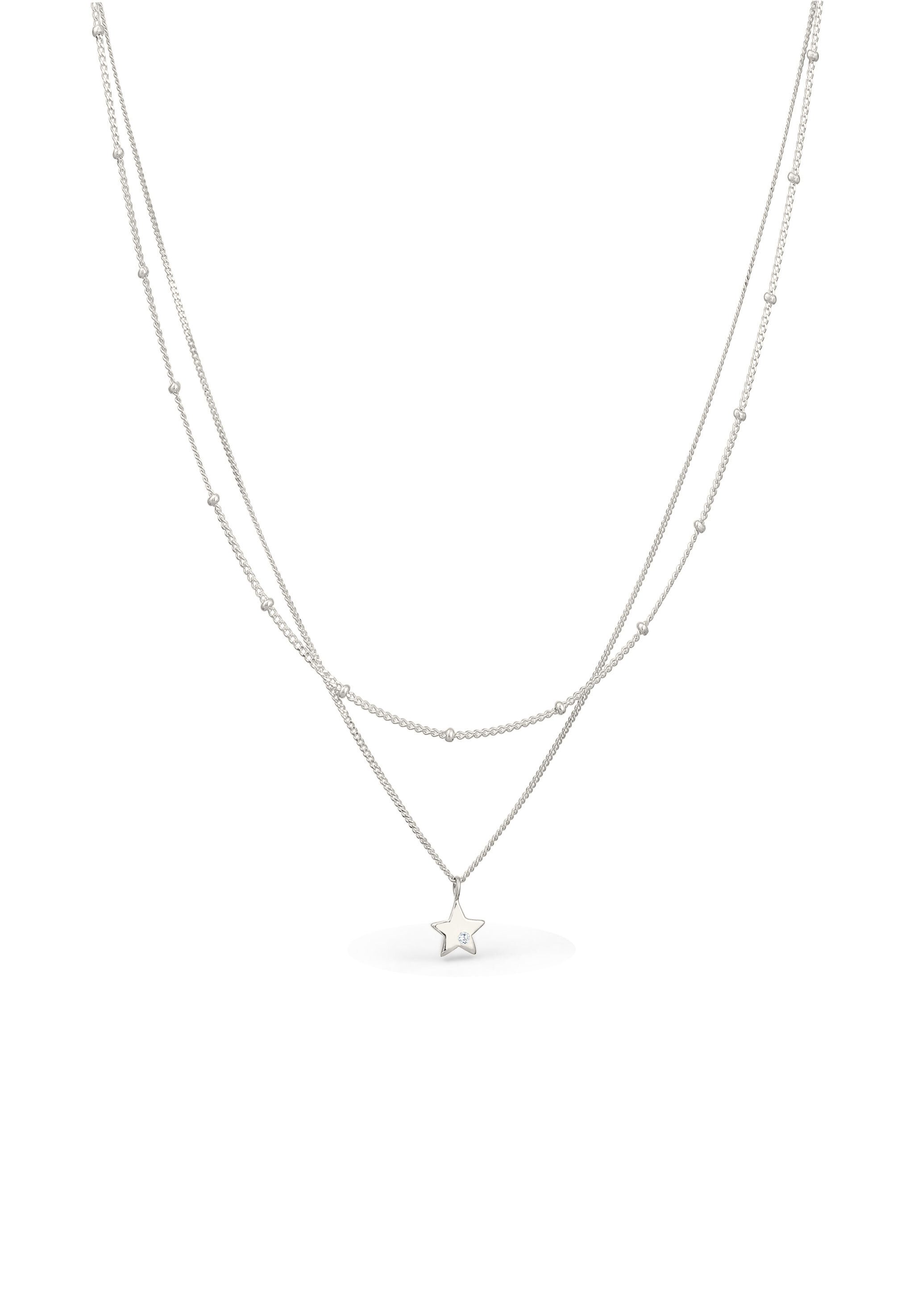 Ketten-Set Layer Stern Zirkonia Weiß 925 Sterling Silver
