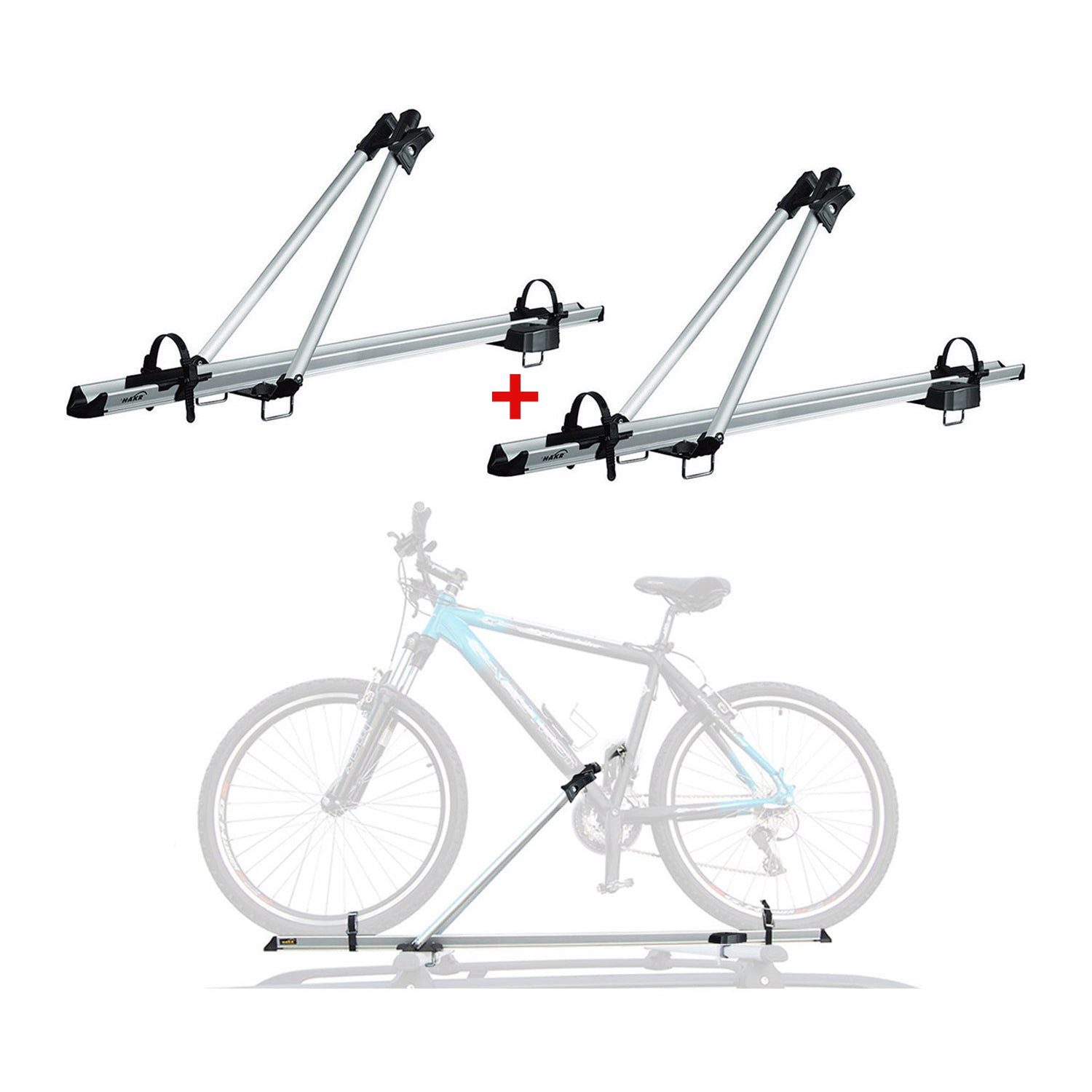 Dachfahrradträger 2x Dachfahrradträger bis 17kg Aluminium Silber Fahrradhalter