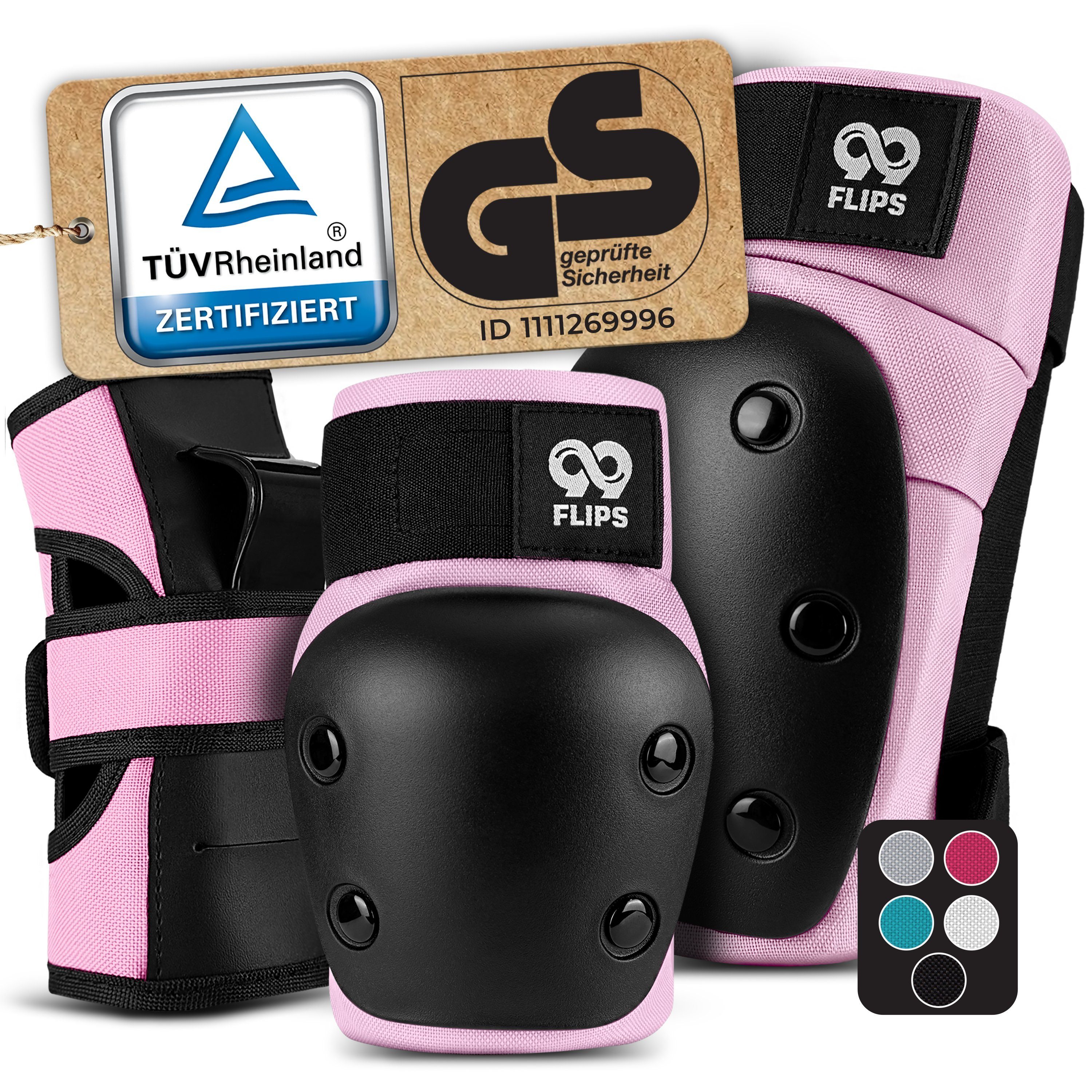 99FLIPS Protektoren-Set DIVE Protektoren Set Erwachsene Skateboard Inline Skates, Longboard (Protektoren Set Skateboard Erwachsene, 6-tlg., Inliner Schoner Knie-, Ellenbogen und Handgelenkschützer & Tragebeutel), Schlittschuhe Damen & Skateboard Erwachsen