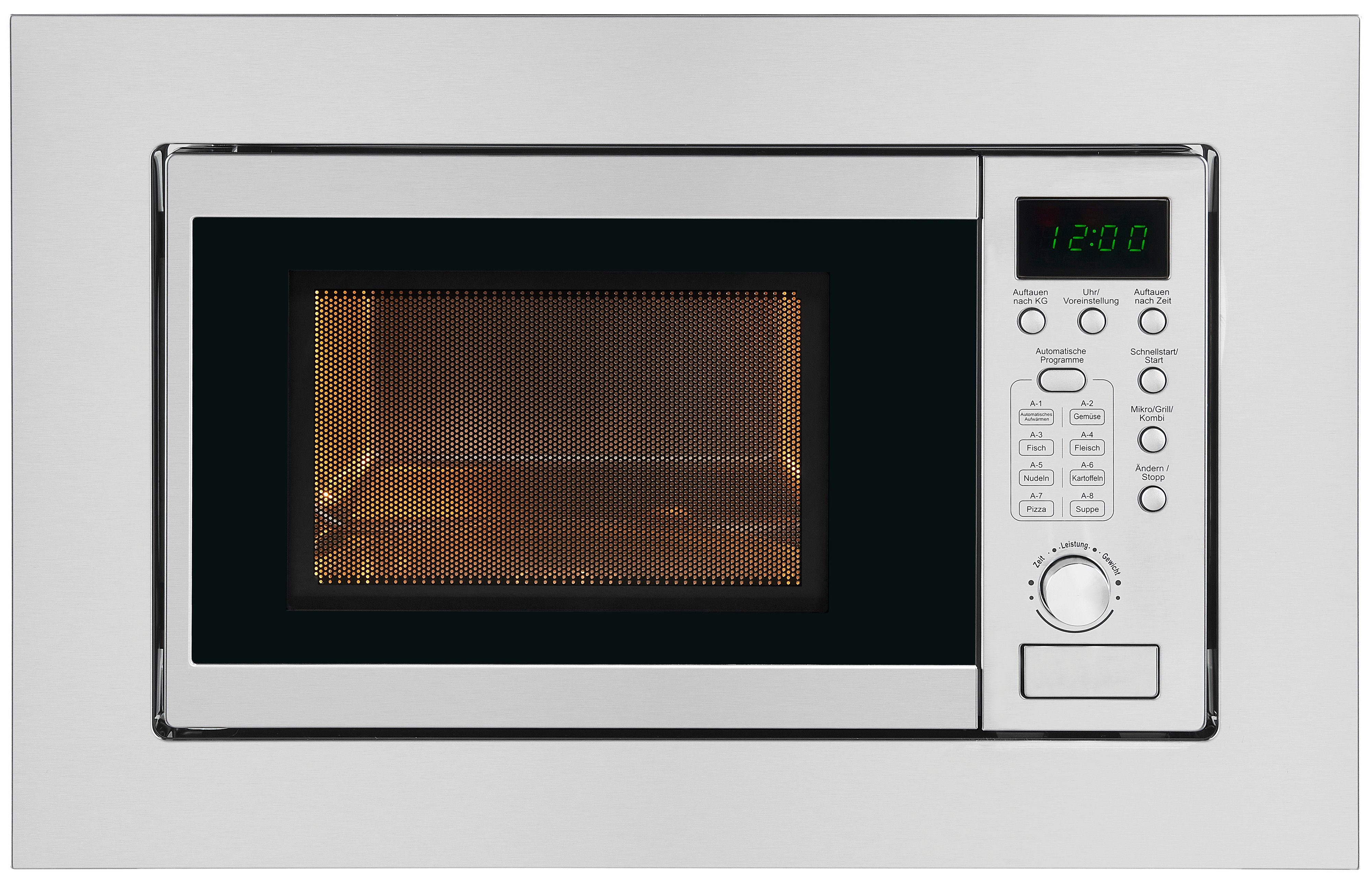 exquisit Einbau-Mikrowelle, Grill, Auftaufunktion, 20,00 l, Timer, Edelstahl-Garraum, 8 Automatikprogramme