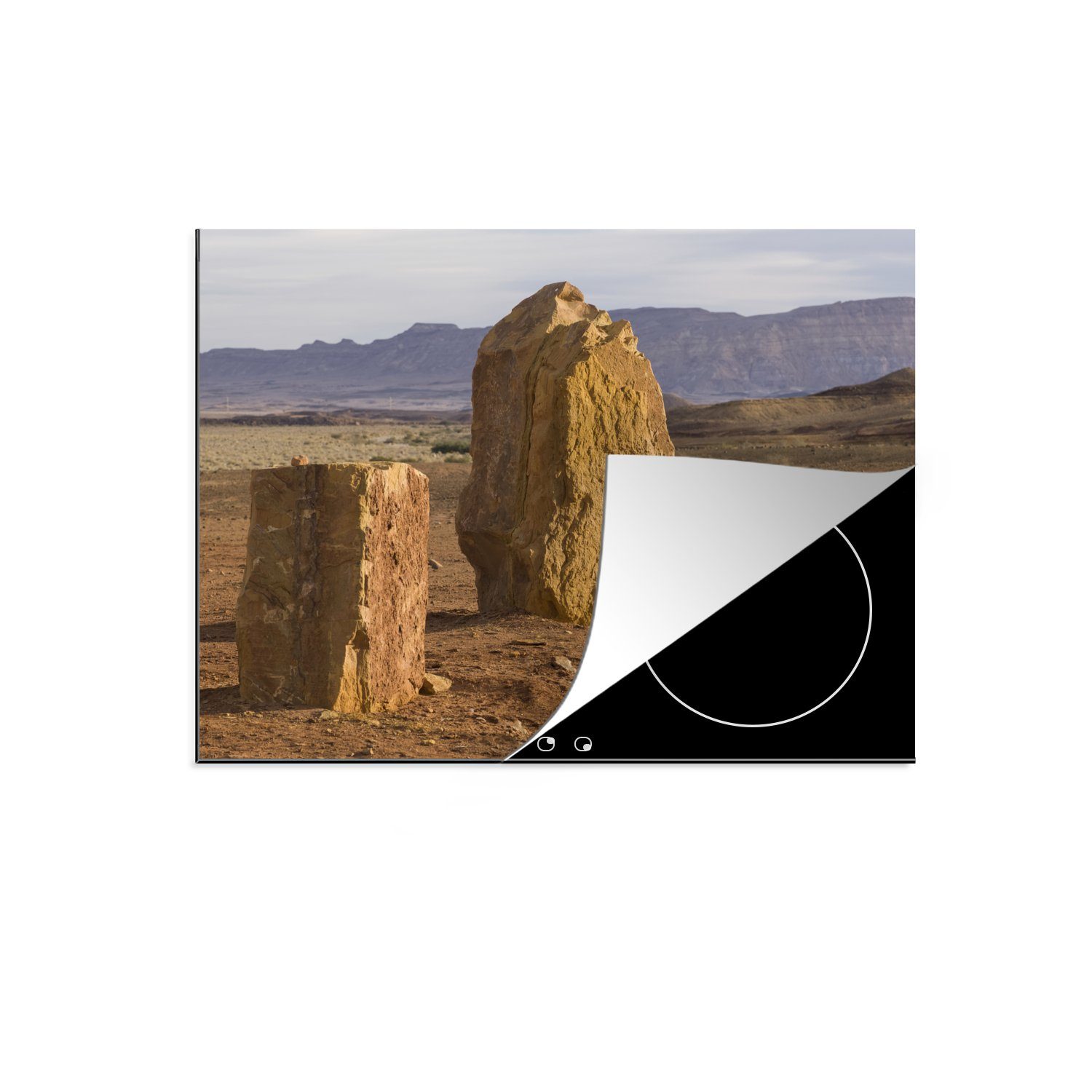 MuchoWow Herdblende-/Abdeckplatte Sonnenuntergang im Makhtesh in (1 nutzbar, Mobile Arbeitsfläche cm, Ramon Vinyl, Ceranfeldabdeckung Israel, 70x52 tlg)