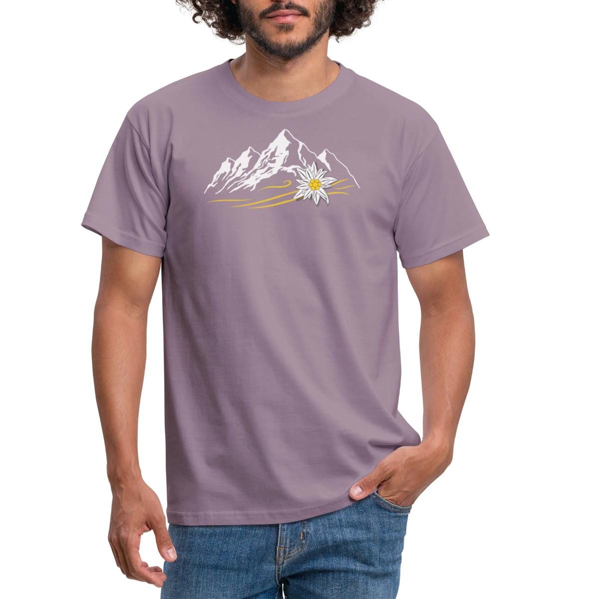 Spreadshirt T-Shirt Berglandschaft Bergliebe Alpen Mit Edelweiß Männer T-Shirt (1-tlg)