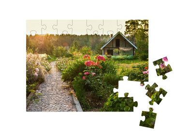 puzzleYOU Puzzle Wunderschöner Garten im Sonnenuntergang, 48 Puzzleteile, puzzleYOU-Kollektionen Garten