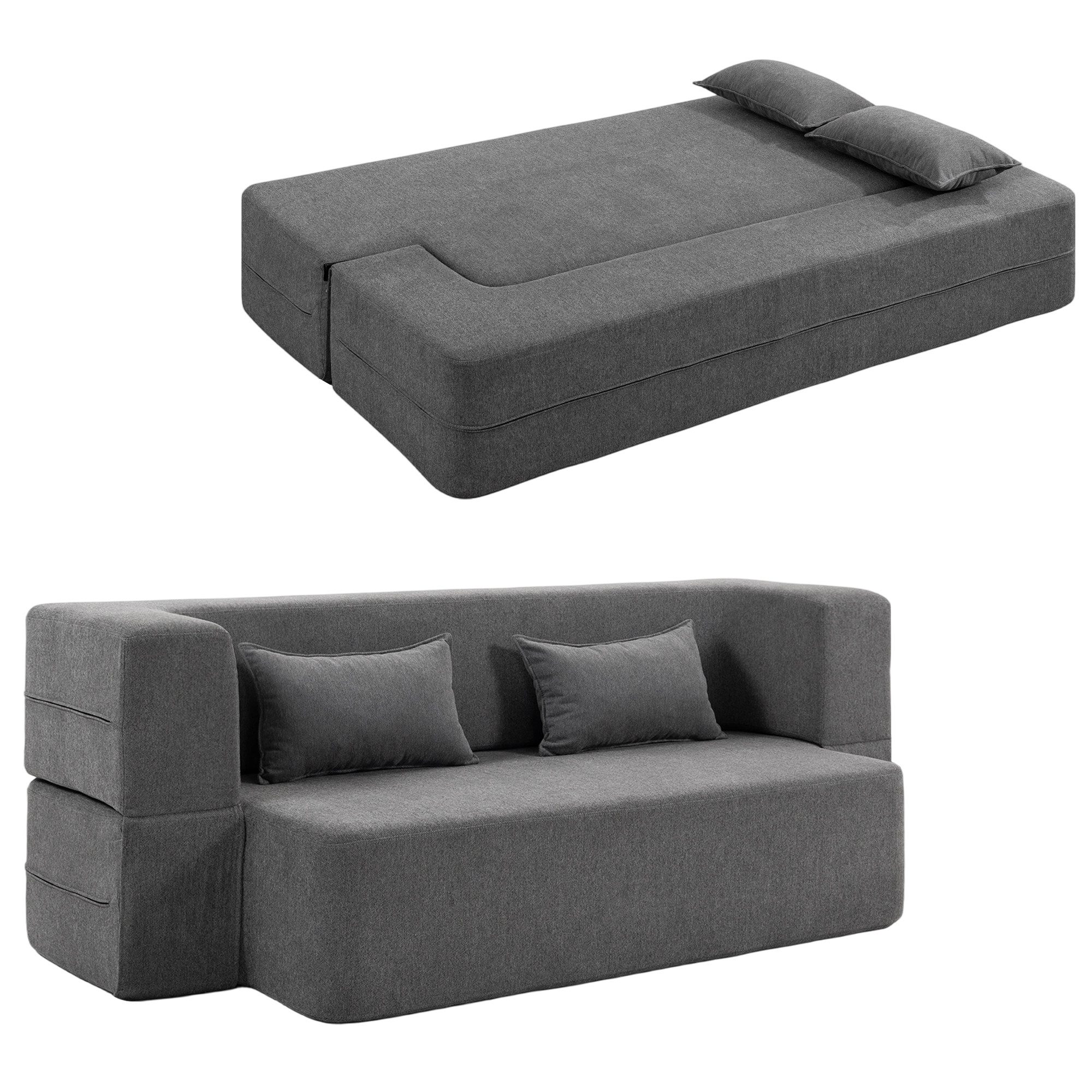 HOMCOM Schlafsofa 2.5-Sitzer-Schlafsofa aus Schaumstoff, Verstellbare Couch günstig online kaufen