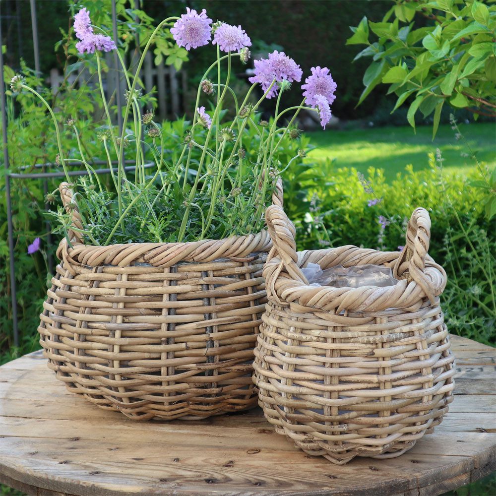 Posiwio Blumentopf 2tlg. Pflanzkorb BOHO grau braun Rattankorb Kooboo Farmh günstig online kaufen
