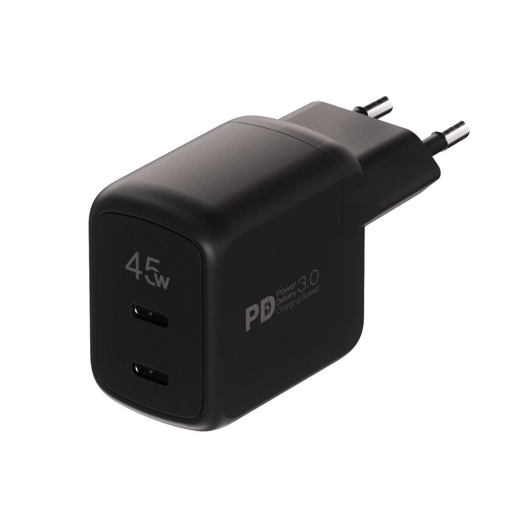 Vivanco 45W USB PD Dual Schnellladegerät mit GaN Technologie, schwarz USB-Ladegerät