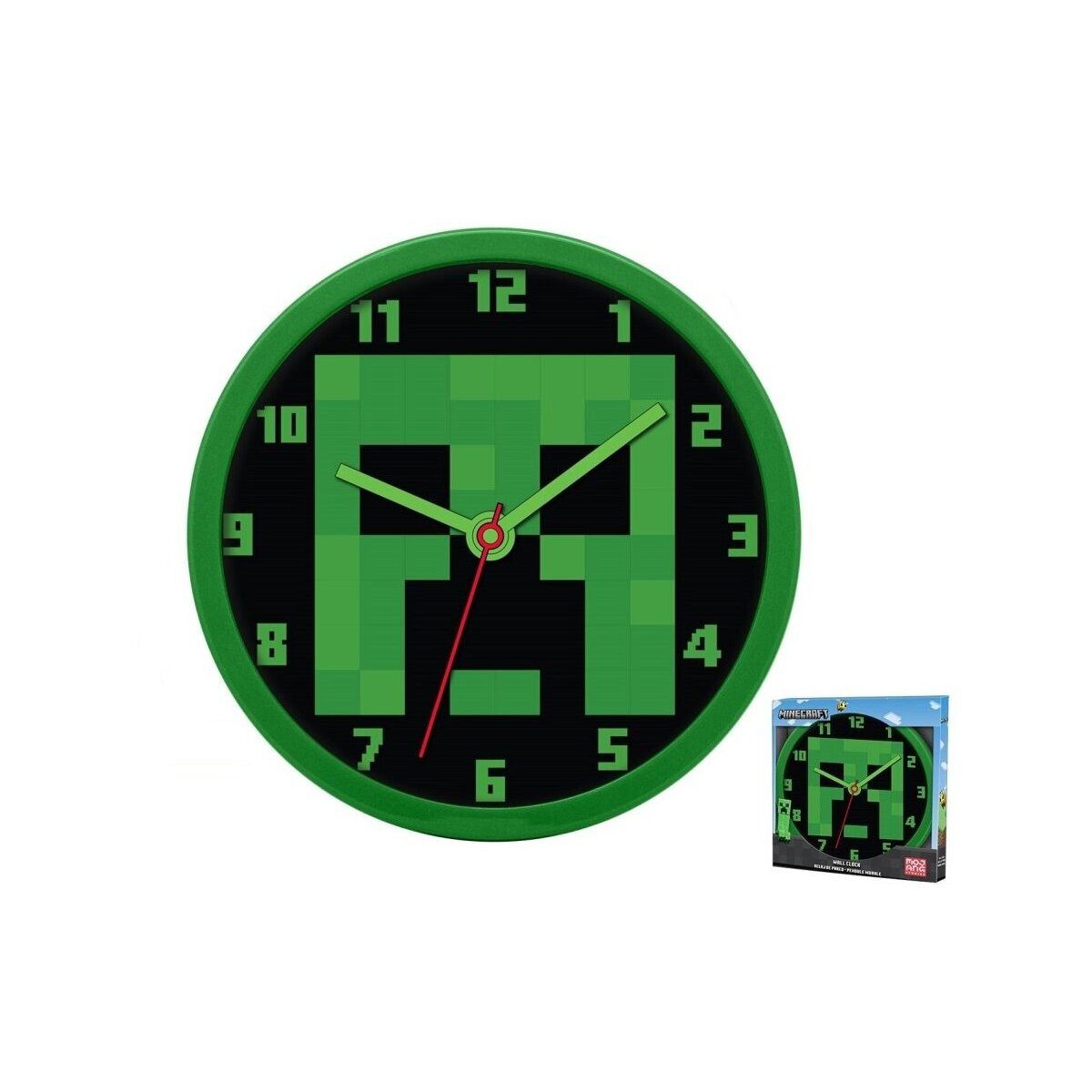 Minecraft Wanduhr Minecraft Wanduhr rund 25cm – cooles Design für Fans günstig online kaufen