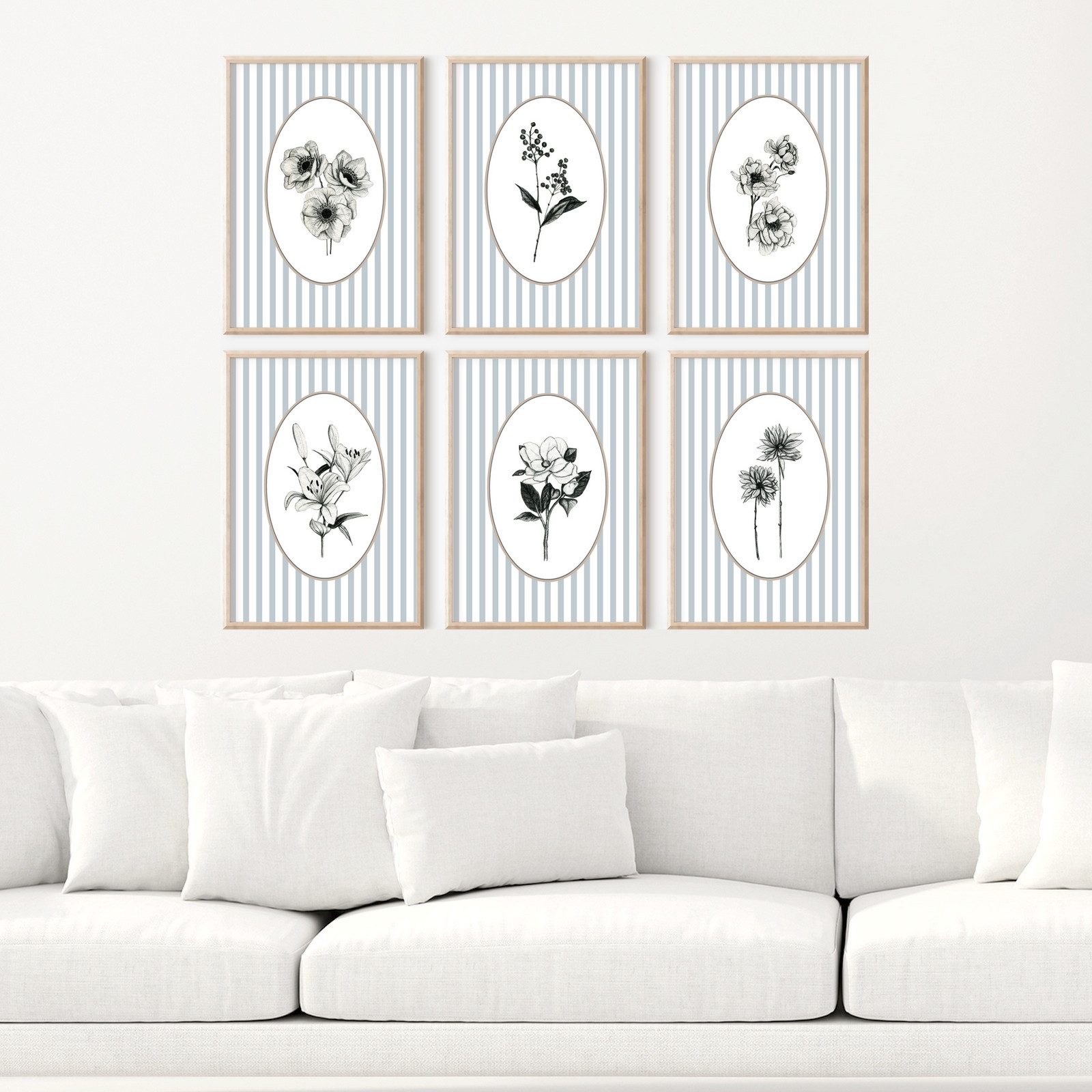 homestyle-accessoires Poster Wandposter Set 6-teilig, Blumen Hintergrund Streifen 10 Designs, Motiv Nr. 5, Hochformat, Künstlerpapier, stilvoll für jedes Zimmer, ohne Rahmen
