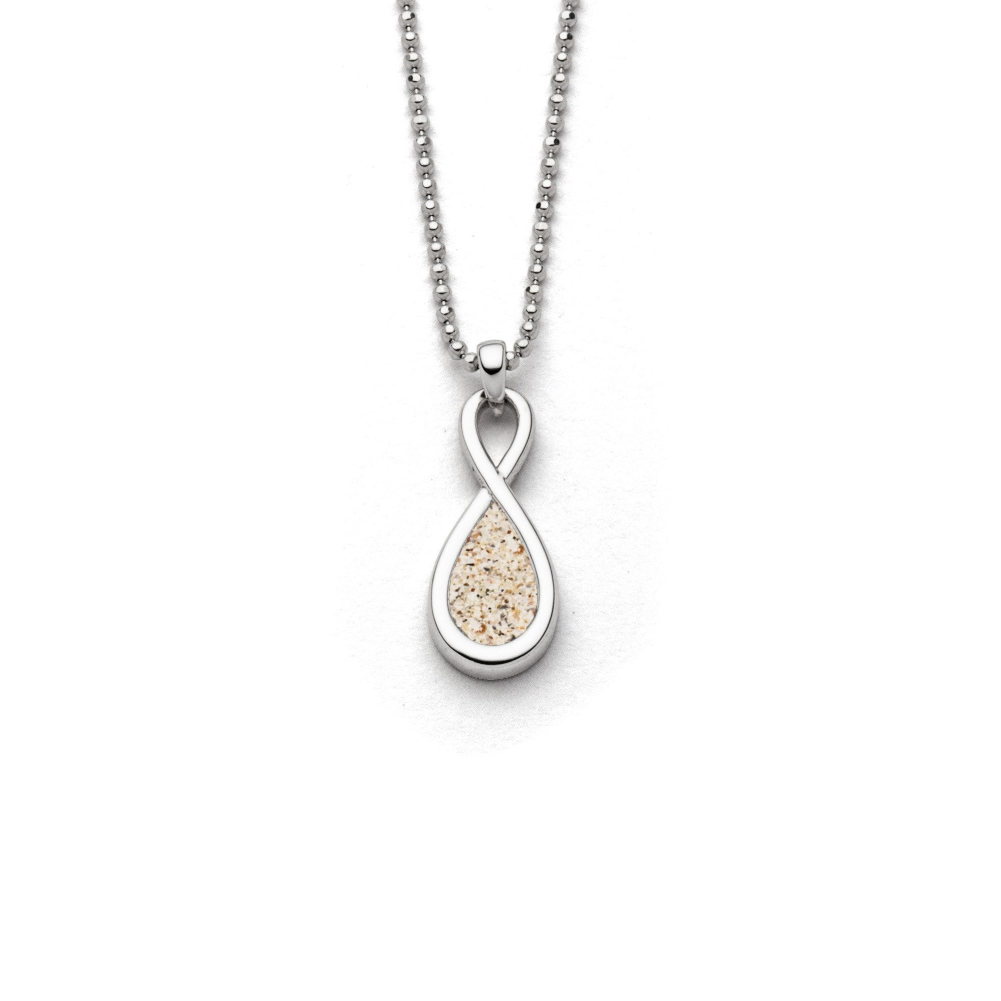 DUR Kette mit Anhänger Halskette Forever II, 45 cm – Anhänger aus 925er Silber mit Strandsand, Symbolschmuck für ewige Verbundenheit, K2930