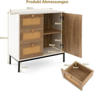 KOMFOTTEU Sideboard Küchenschrank, mit Türen & Schuladen, 80 x 35 x 80,5 cm