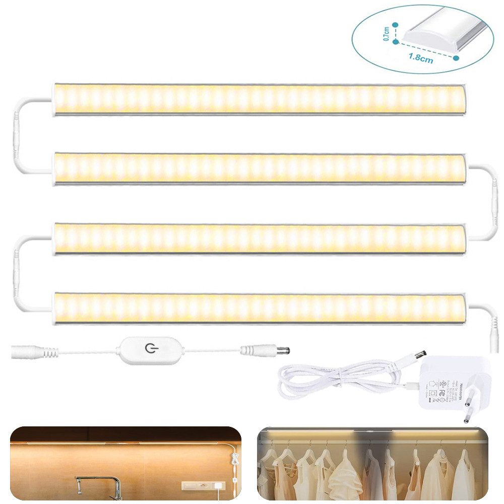 Jibenhome LED Unterbauleuchte LED Schrankbeleuchtung Küche Verbindbar, LED Lichtleiste Dimmbar 30cm, 4er-Set Warmweiß Unterbauleuchte Memory Funktion Küche Schrank Regal
