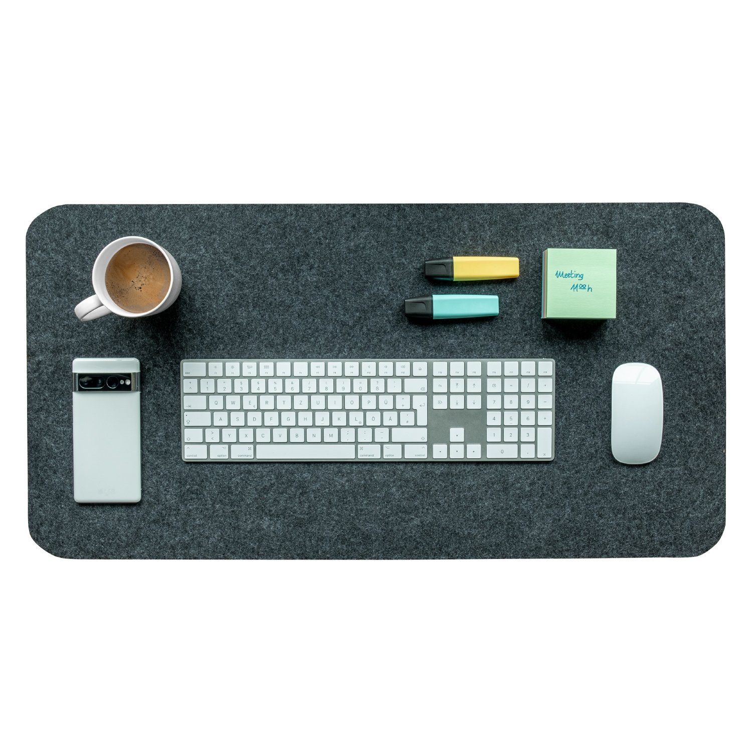 RUBBERNECK Schreibtischunterlage Filz Tisch Unterlage/Office/Gaming, Anti-Slip dunkelgrau