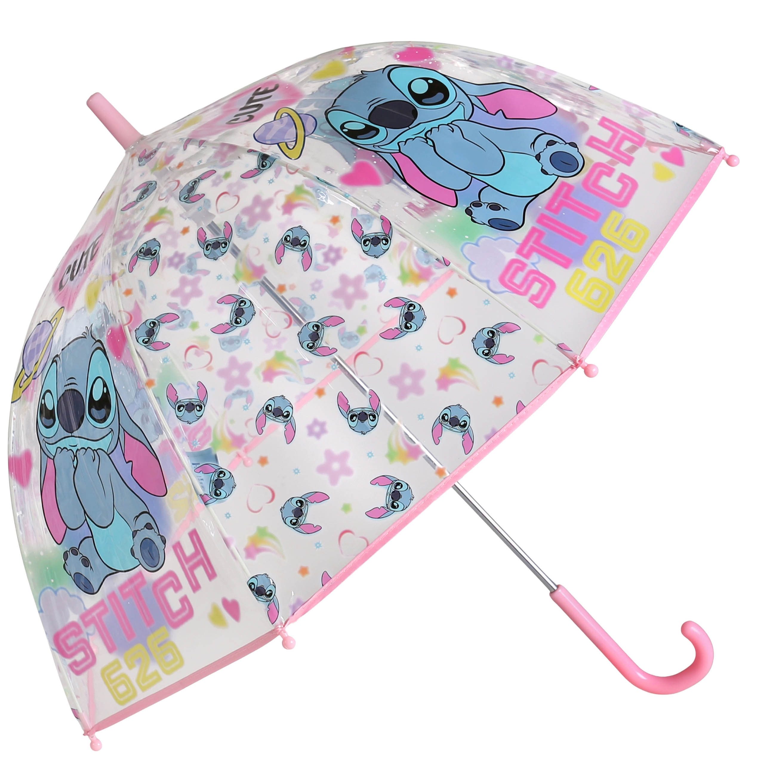 Disney Taschenregenschirm DISNEY Stitch Kinder-Regenschirm transparent, manuell, 46