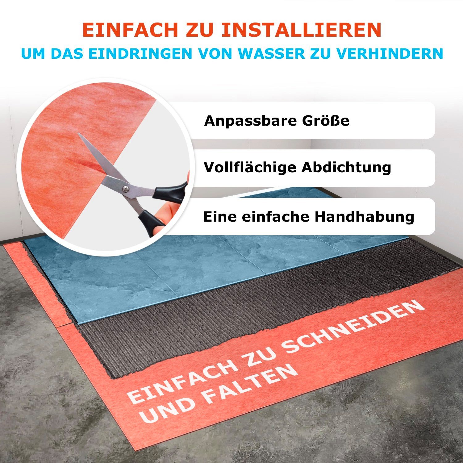 Aloni Wannenabdichtband DBAND-015M, (1-St), Mit dieser Abdichtbahn können Sie Wasserschäden in Bad und Küche – Bild 3 von 5