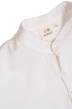 Zimt & Grün Langarmhemd Langarm-Hemd Falcon Roll-up Ärmeln aus Lyocell, weiß Regular Langarm Mandarinkragen Uni