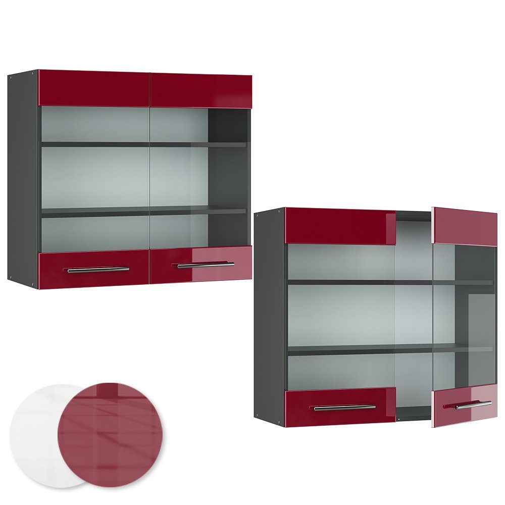 Vicco Glashängeschrank Fame-Line, Bordeaux Hochglanz/Anthrazit, 80 cm (1-St) – Bild 5 von 5