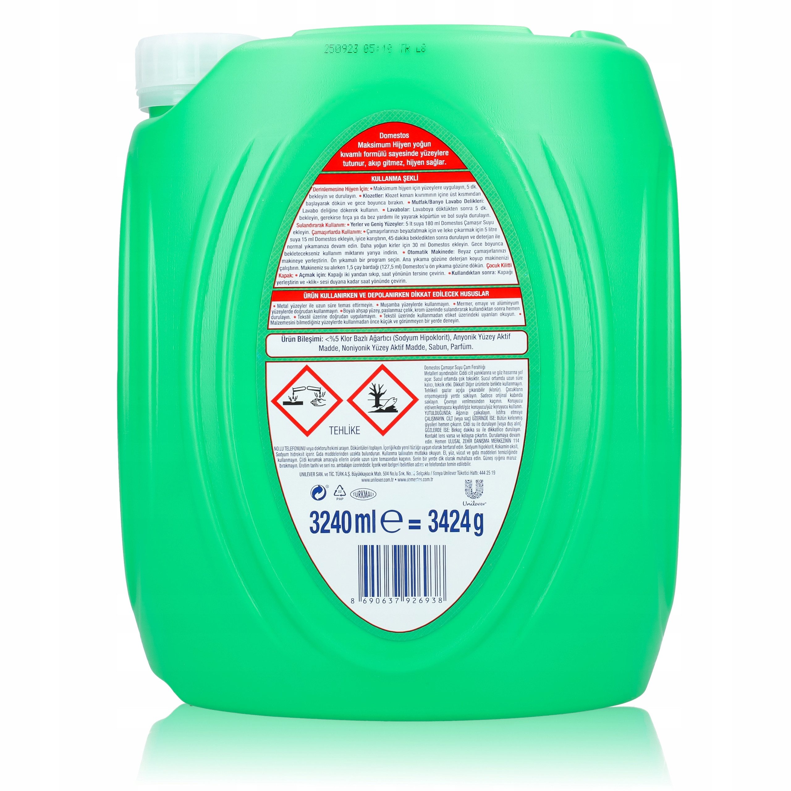 KomfortHome Domestos Pinienfrische WC-Gel, Toilettenreiniger flüssig 3,2 L WC-Reiniger (Toilettenreiniger Gel Kraftformel Kalkentfernung Großpackung XXL, [- Universell einsetzbar, Rohrschonend, Hoher Wirkungsgrad)