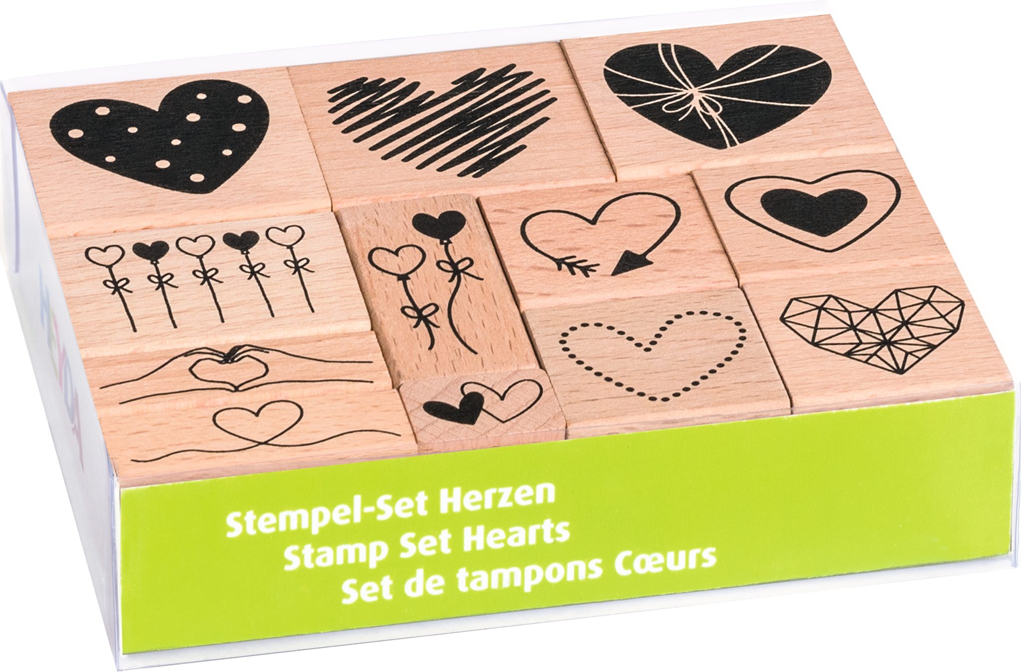 Heyda 3X Heyda 204888674 Stempelset Herzen Stempelkissen