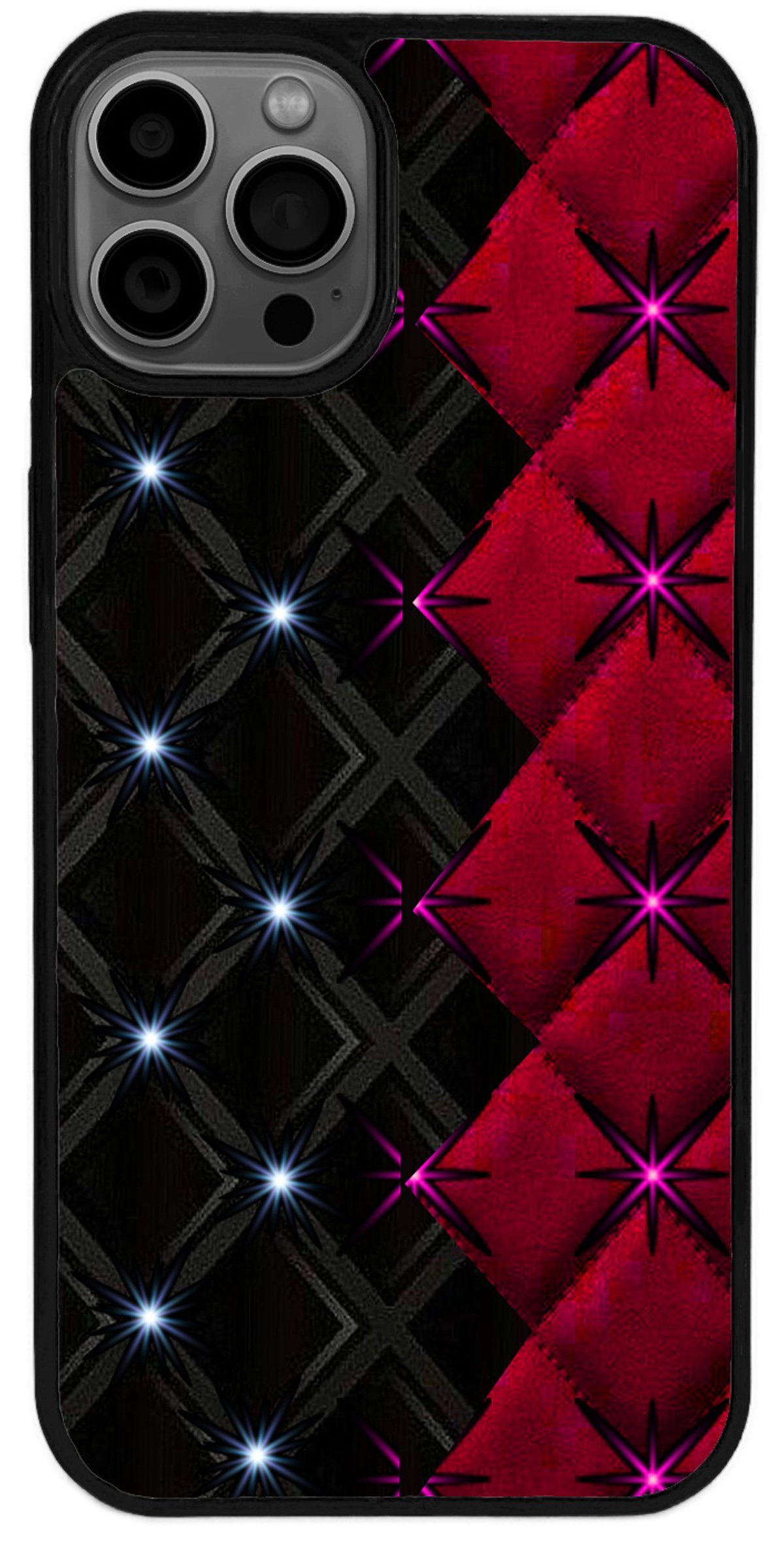Traumhuelle Handyhülle TPU HÜLLE Silikon MOTIV 450 Case Cover Schutzhülle Backcover Etui 5G, Rot Sterne Bild Handy Bumper Smartphone Rückschale Schwarz