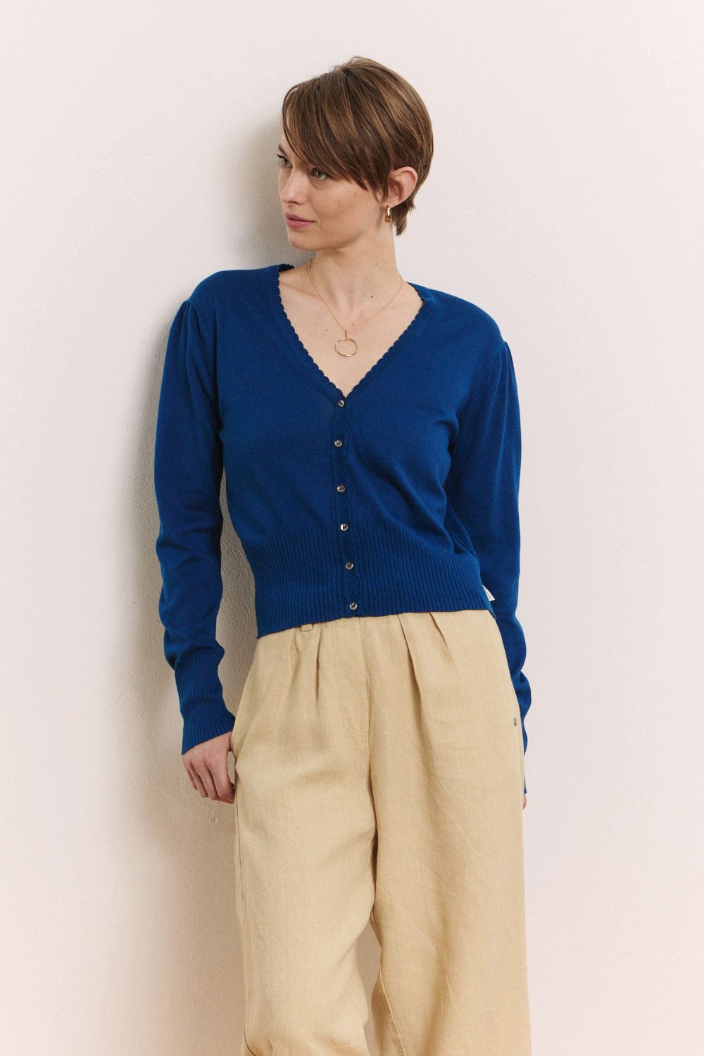 Tranquillo Strickjacke Strickjacke Linaa aus Bio-Baumwolle GOTS-zertifizierte Bio-Baumwolle, verspielte Zierkante
